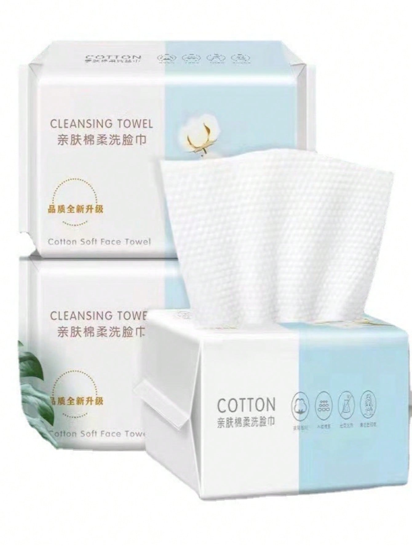 100pcs/Pack Reusable Thickened Facial Tissues, Travel Cleansing Wipes, Dual-Use Wet & Dry Makeup Remover Pads, Soft Fabric