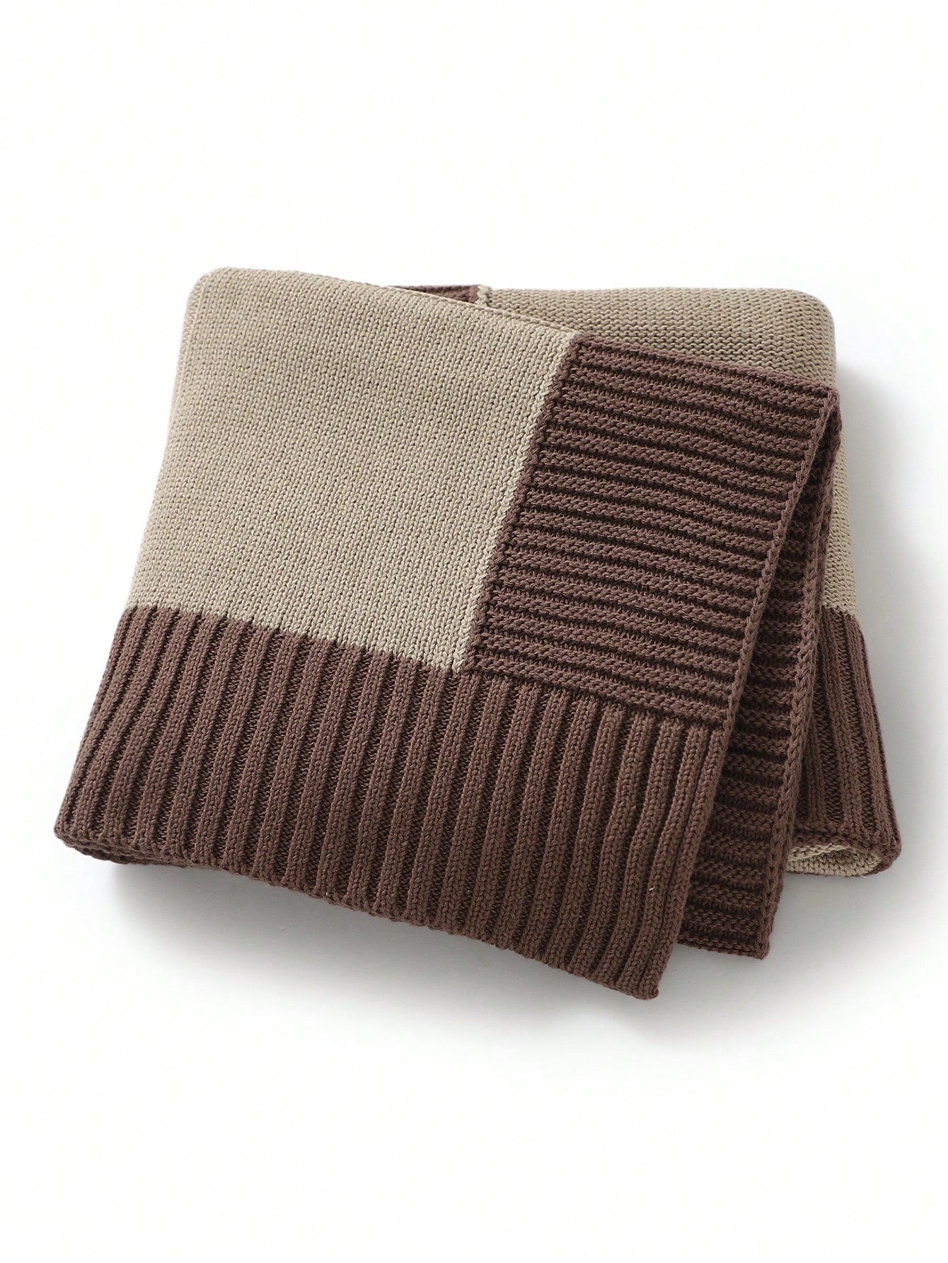 1pc Baby Knitted Patchwork Blanket, Infant Swaddle Wrap, Toddler Thick Quilt