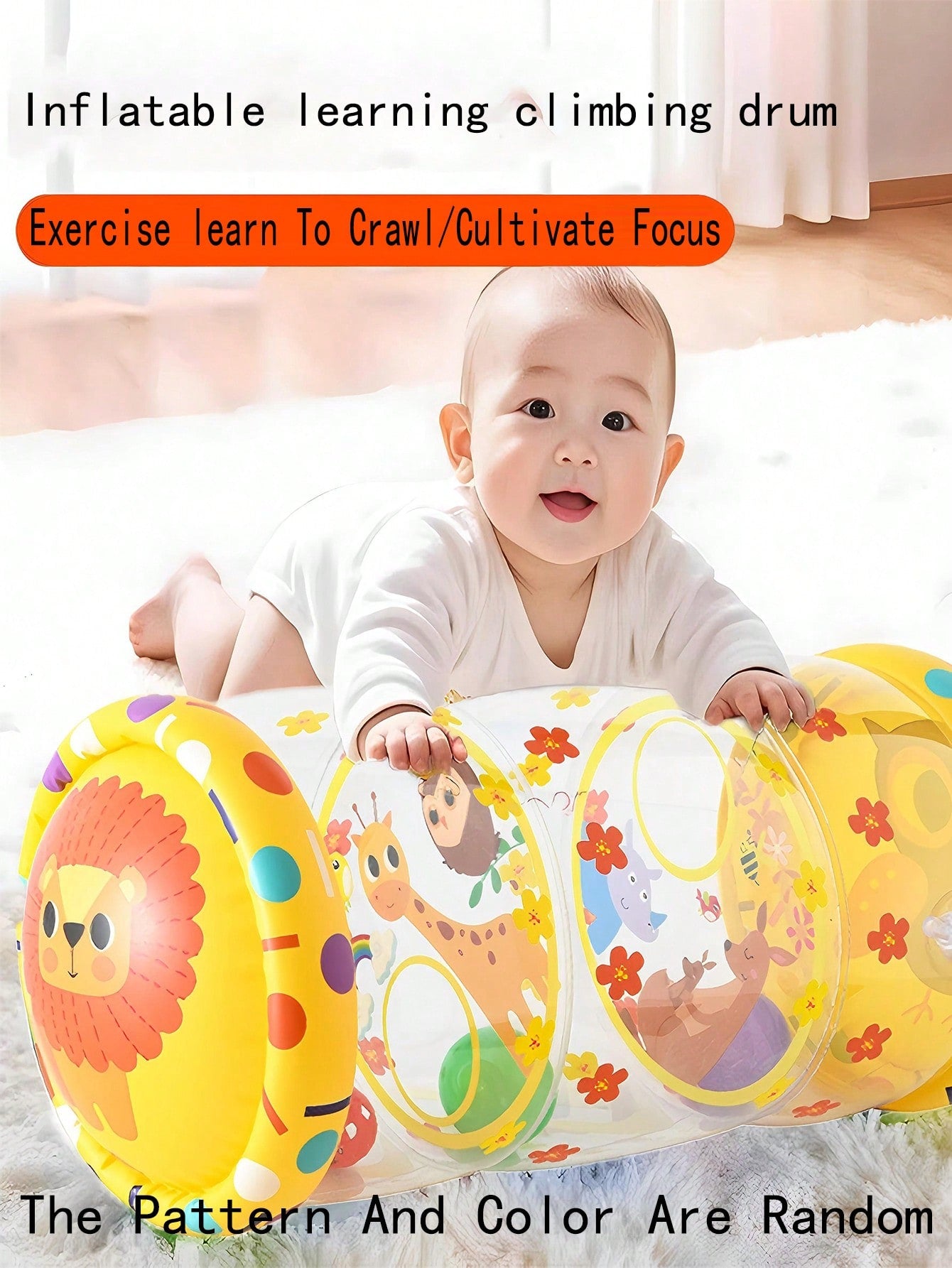 1pc Baby Push-Pull Walker Toy, New Inflatable Baby Walker, Baby Crawling Drum, Early Education Puzzle Development And Activity Toy, Early Learning Walker Toy Gift For Baby
