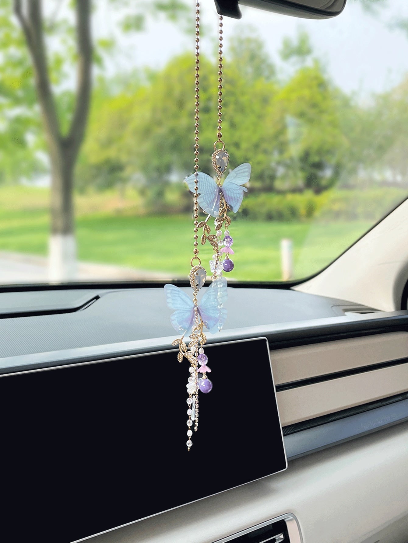 1pc Butterfly Car Pendant Interior Decoration Ornament, Rearview Mirror Hanging Decor For Women