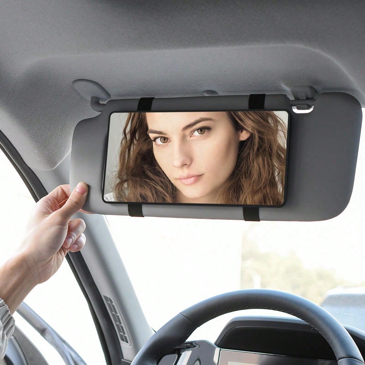 1pc Car Sun Visor Makeup Mirror, Passenger Side Sun Visor Vanity Mirror, Portable High Definition Makeup Mirror, Suitable For Girls And Women