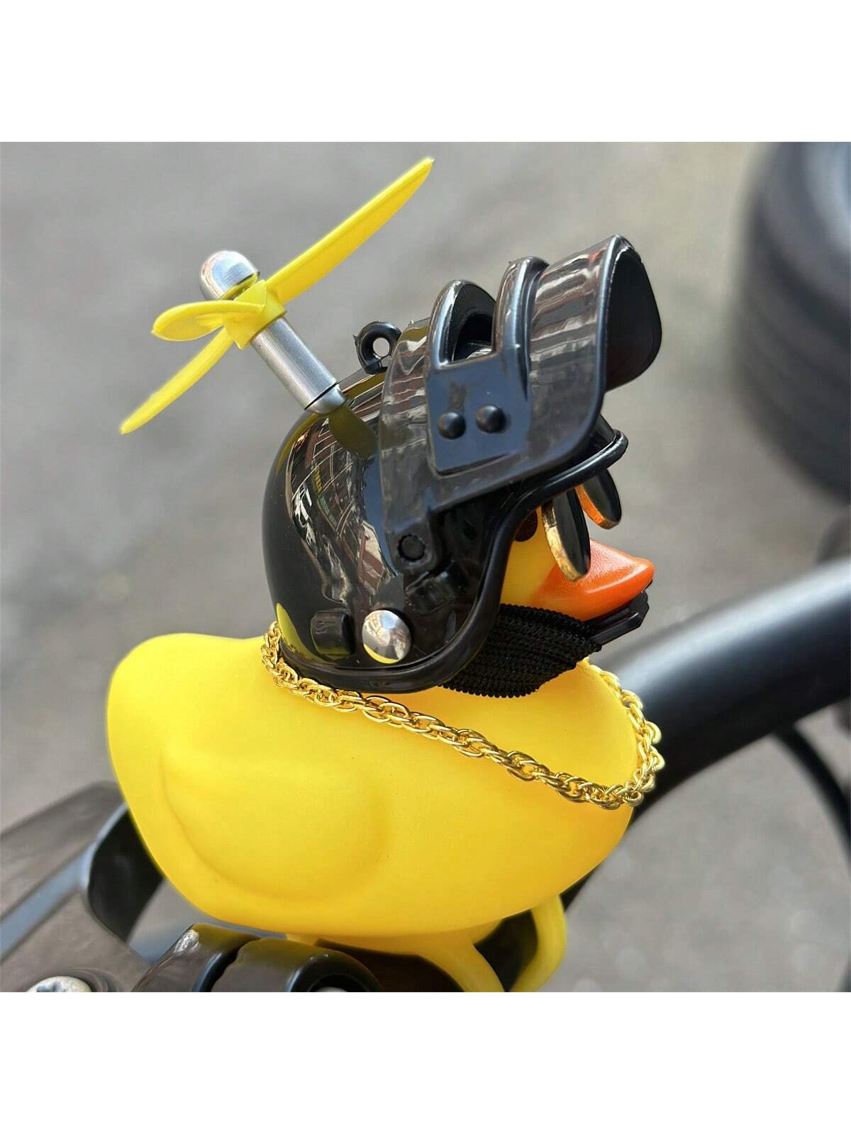 1pc Cool Motorcycle & Bicycle Dashboard Decor, PVC, 1pc Wind-Proof Duck With Helmet & Goggles
