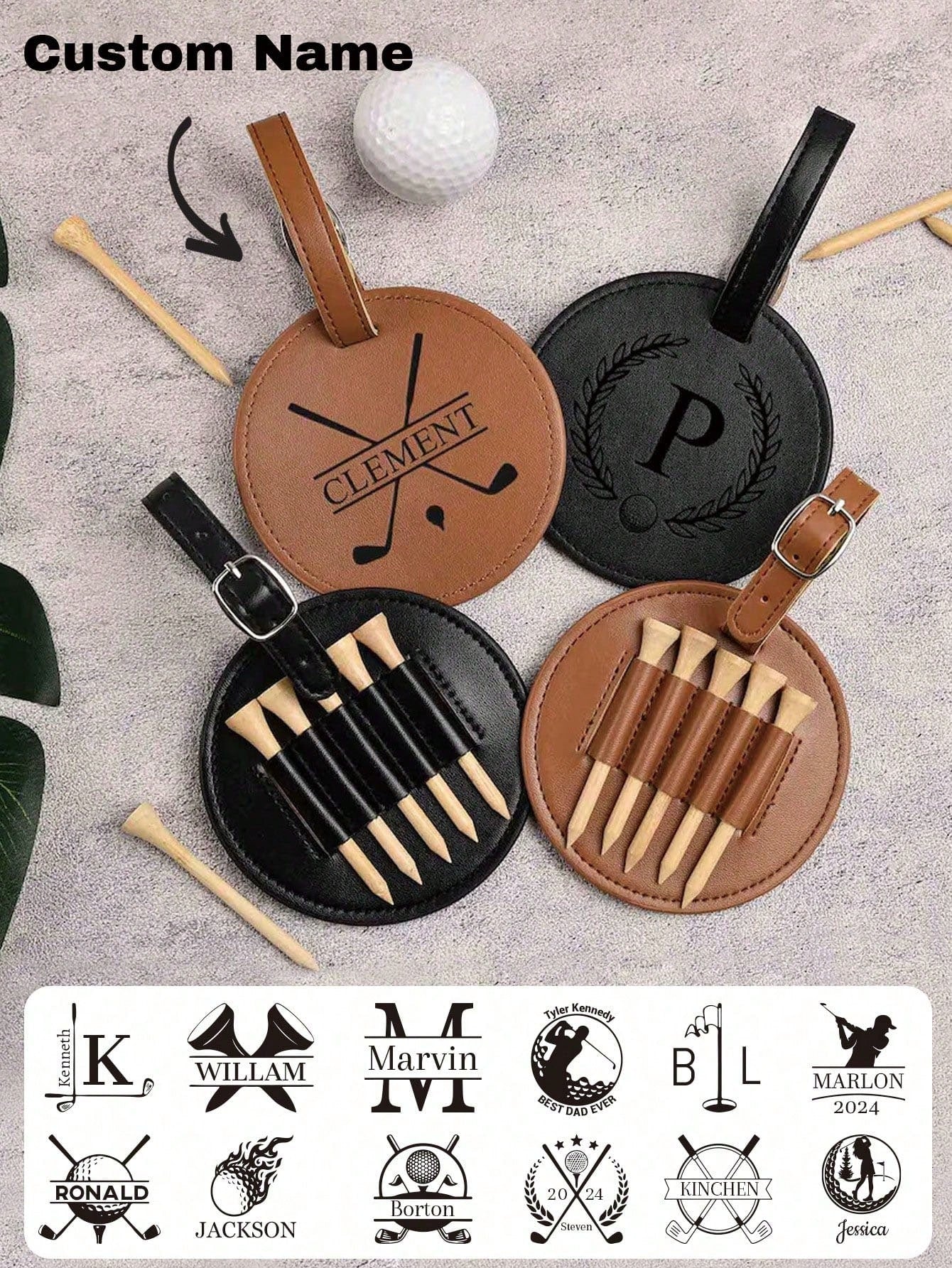 1pc Custom Engraved Golf Bag Tag Gift With Golf Tees, Personalized Golf Tee Holder, Custom Golf Accessories, Groomsmen Gifts, Golf Gift For Men.