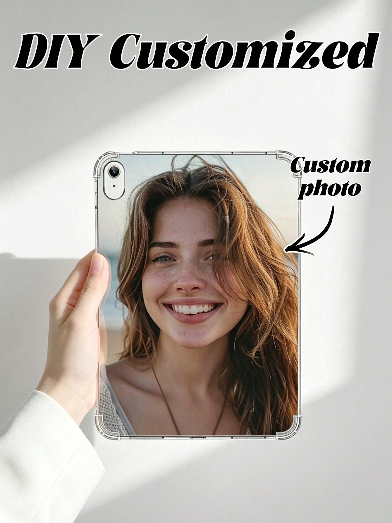 1pc Customizable Family Kids Pet Couple Photo 4-Corner Air Cushion Shockproof Protective Tablet Case For IPad Pro 13, Air 13 Models Summer