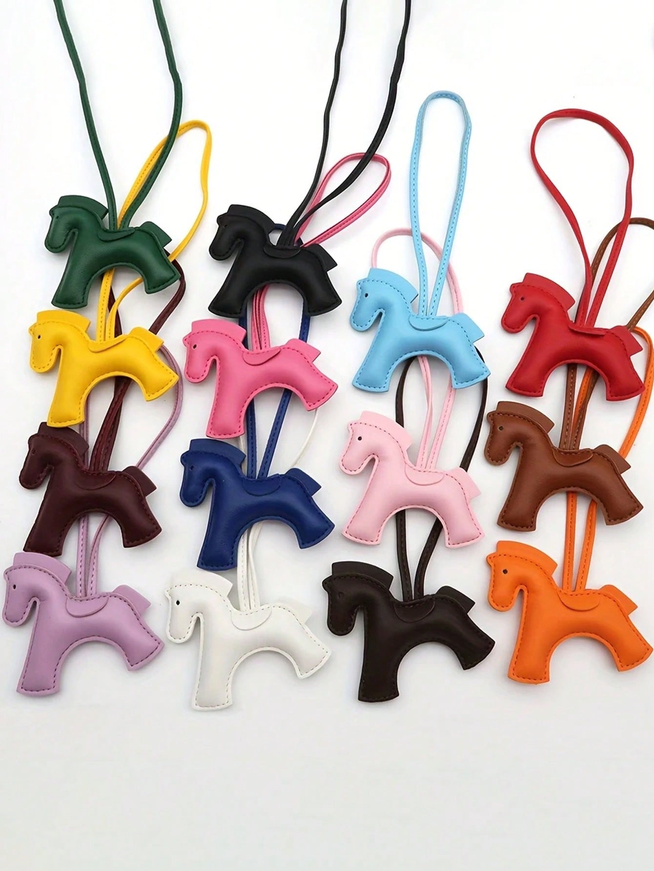 1pc Galloping Horse And Dog Keychain- PU Leather Equestrian Charm, 14 Colors- Adjustable Strap For Keys, Bags, Phone Chains