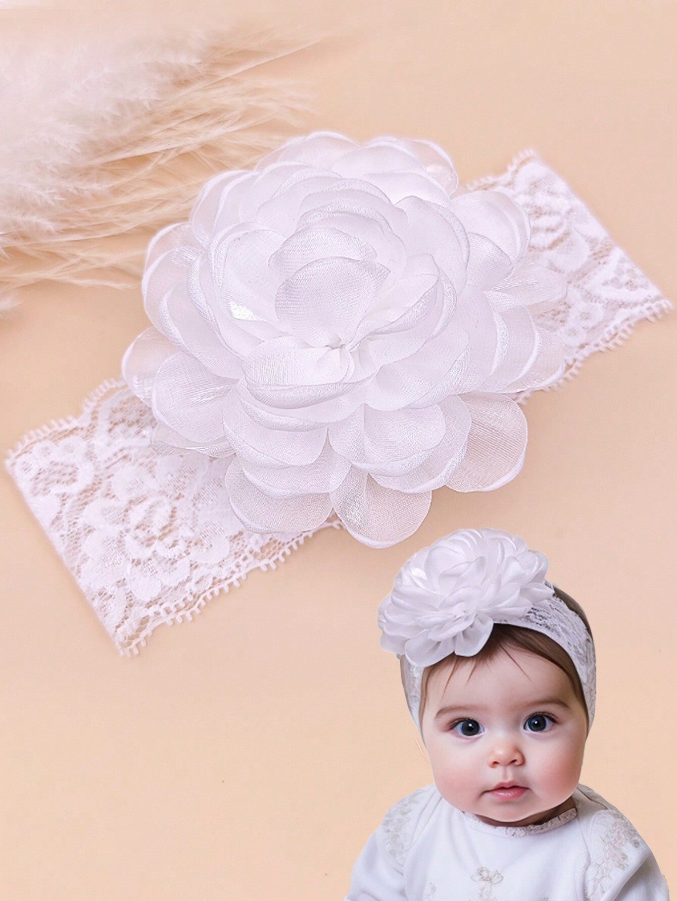1pc Lace Flower Baby Headband Suitable For Daily Wear And Gift Set Baby Hairband Love Valentine