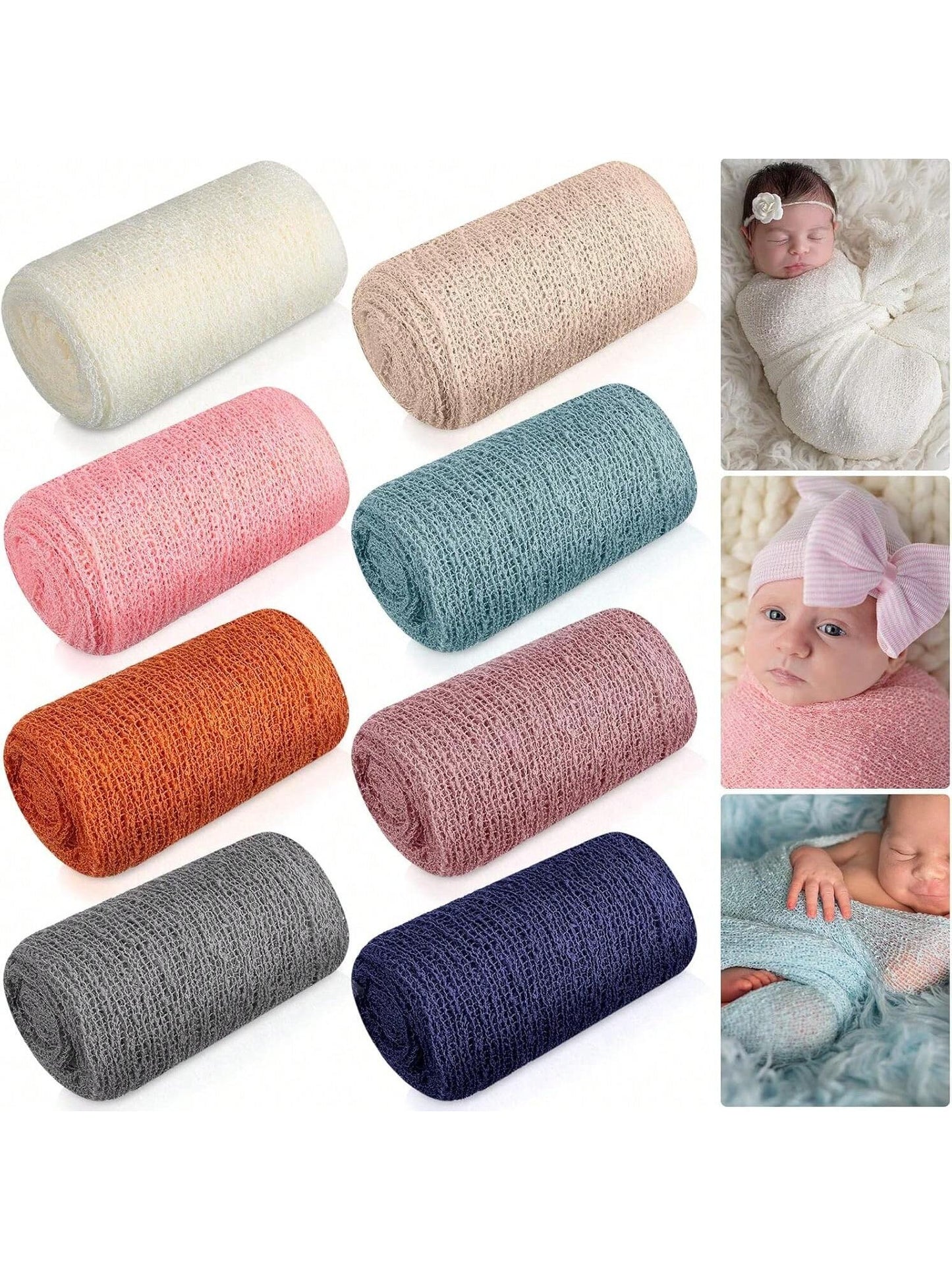 1pc Newborn Baby Photography Props Baby Stretch Wraps Newborn Wrap Long Ripple Wrap For Photography DIY Newborn Photo Blanket Baby Shower Easter Gifts Things For Girls/Boys