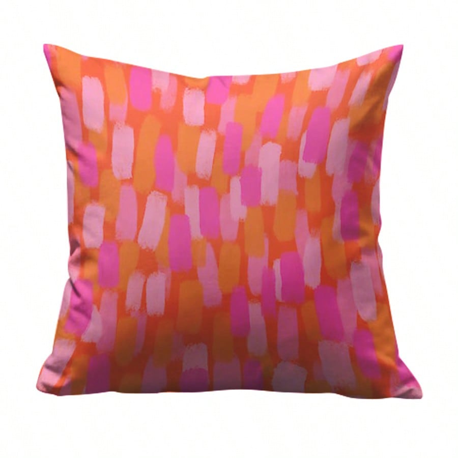 1PC Retro 70s Pink & Orange Throw Pillow Covers, 45*45cm- Soft Plush, Zip Closure, Hand Washable- Modern Abstract Farmhouse Decor For Sofa And Bedroom (Pillow Inserts Not Included), Throw Pillows Fo