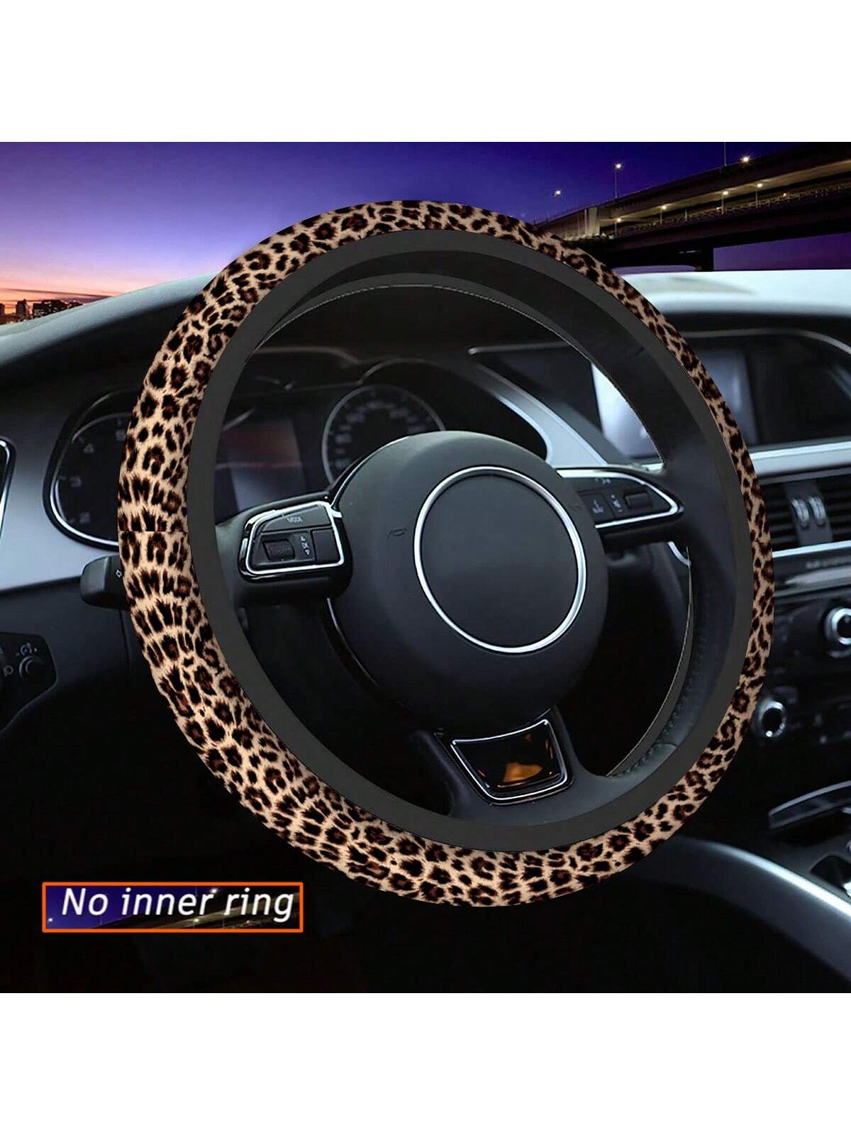 1pc Stylish Car Steering Wheel Cover With Printed Yellow Leopard Pattern, Decorative Car Interior Accessory, New Design Without Inner Rim,Cheetah Print Car Stuff
