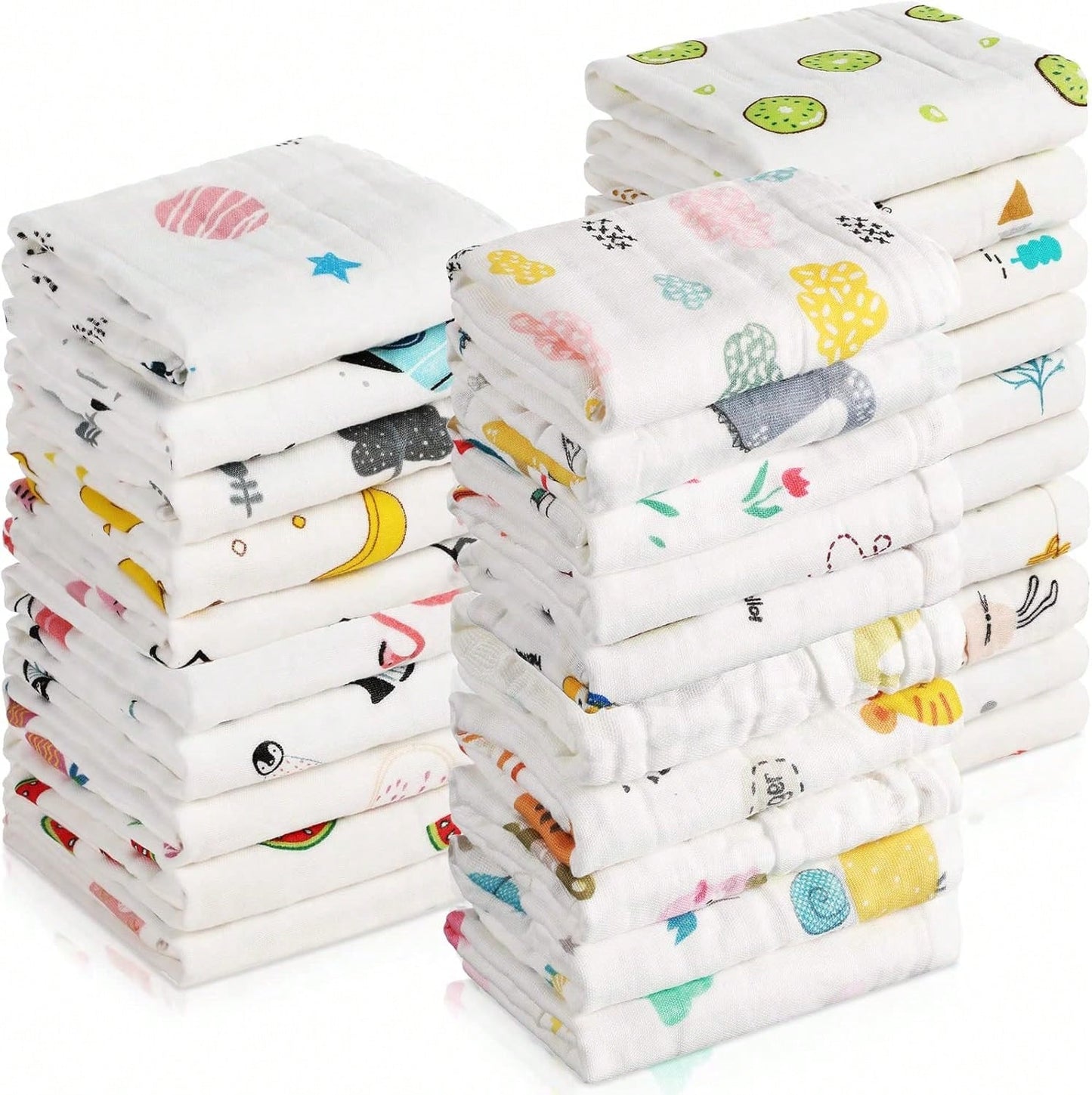 20pcs 10''x10'' Muslin Burp Cloths 100% Cotton 10''x10'' Hand Washcloths For Baby, Super Soft And Absorbent 6 Layers Baby Burping Cloth