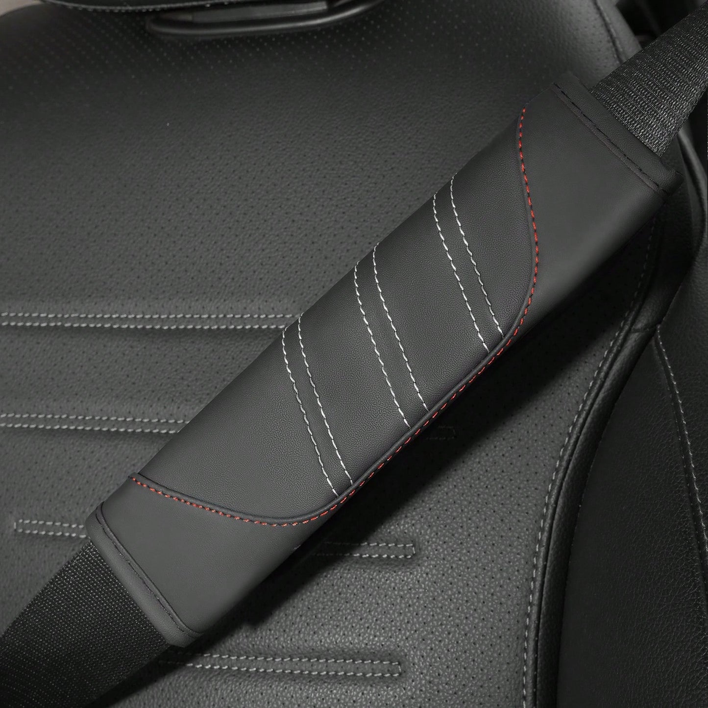2Pcs PU Leather Safety Seat Belt, Shoulder Cover, Breathable Protection, Padding Pad, Interior Access, Car Accessories