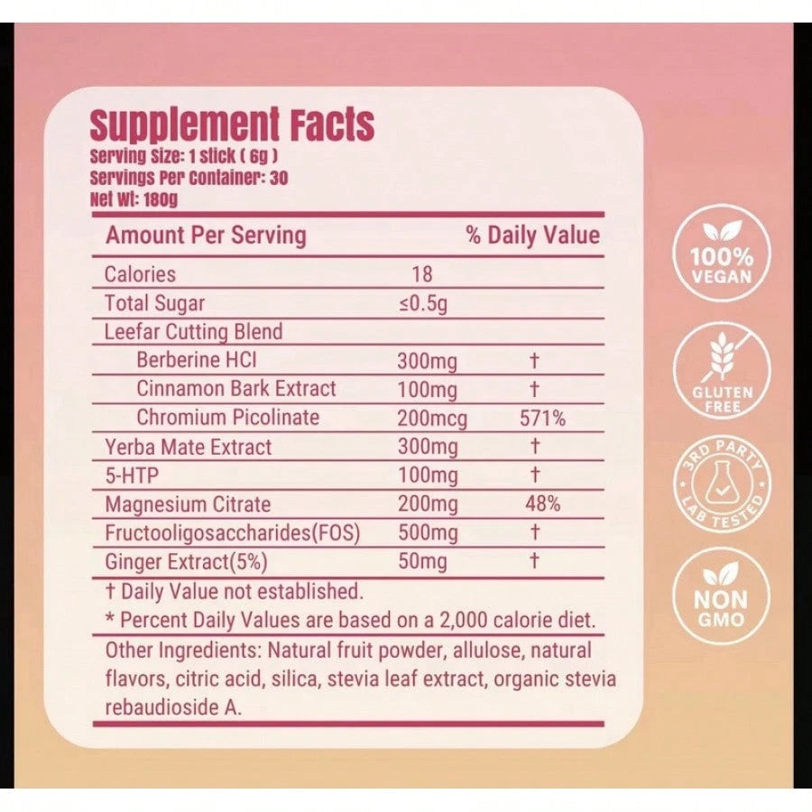 30 Capsules Of LeeFar Metabolic Blend Powder- Cutting Drink Mix- Berberine, Chromium, FOS, Yerba Mate