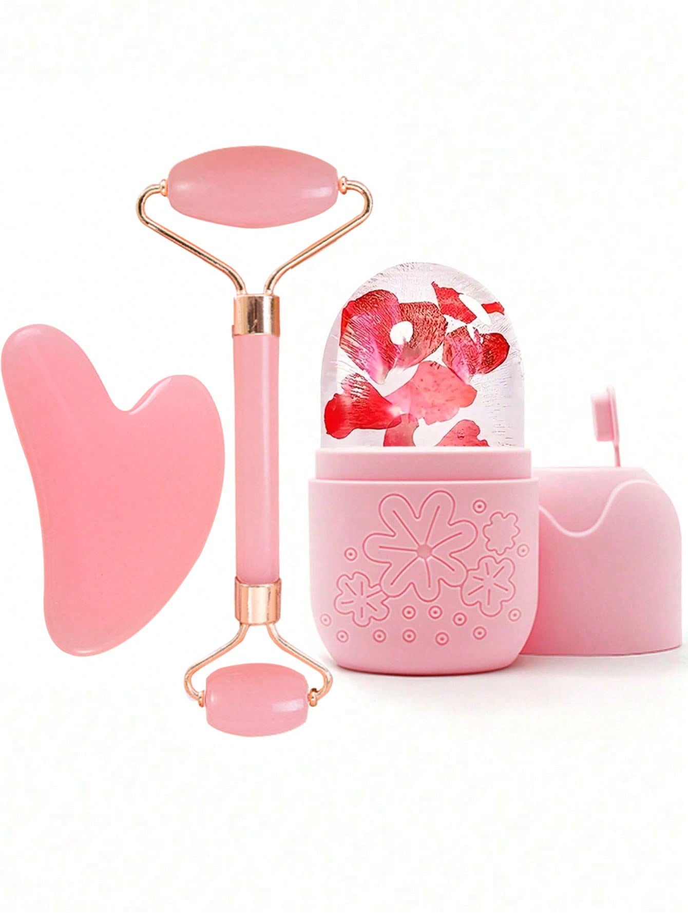 3pcs/1pc Ice Facial Roller Set, Facial Skincare Ice Roller, Facial Massage Tool, Silicone Ice Facial Roller, Quartz Roller, Relieve Facial And Eye Puffiness, Enhance Skincare Effect And Radiance, Suit