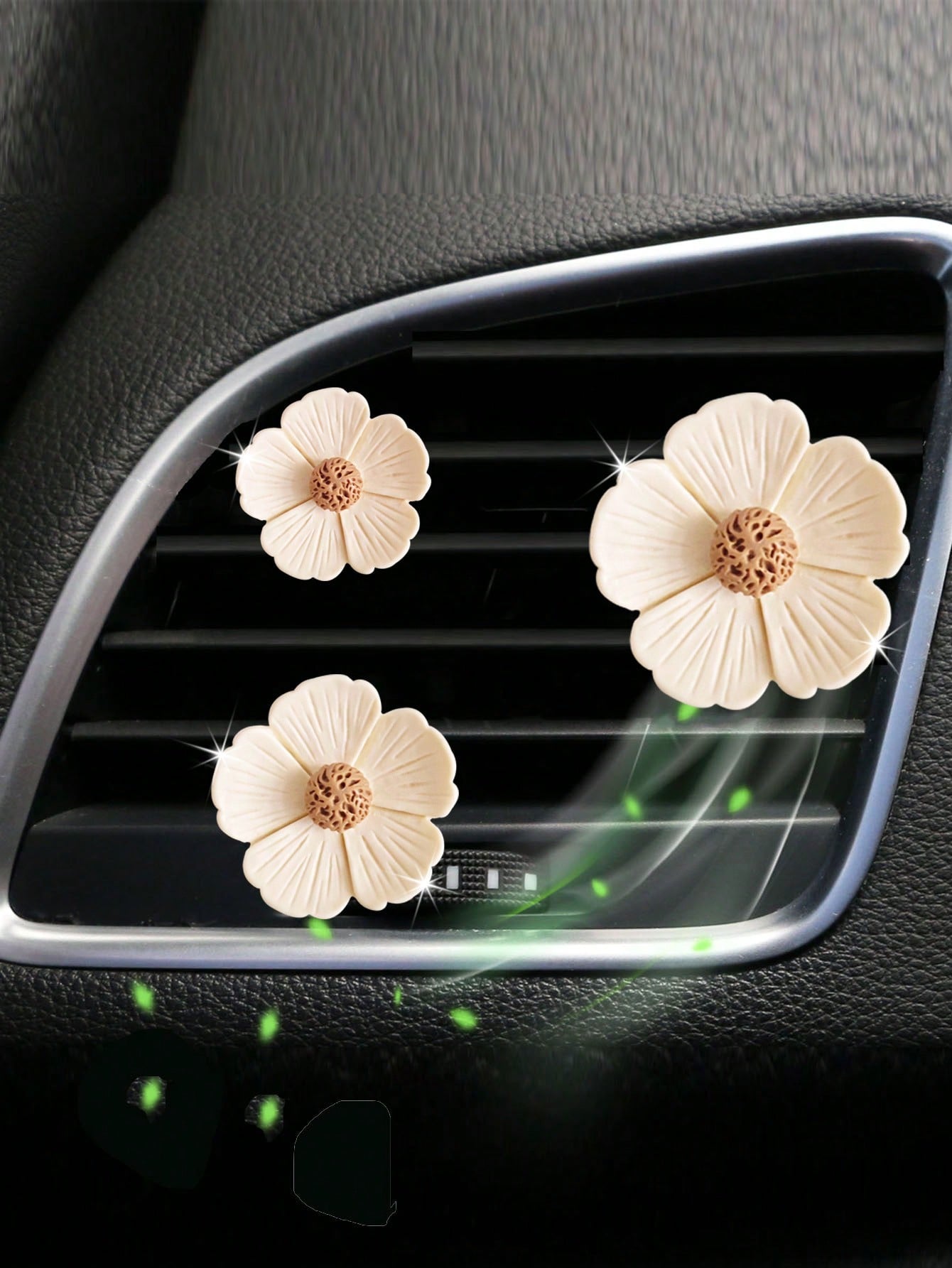 3pcs Cute Daisy Shaped Car Air Vent Clip Aromatherapy Freshener With Flower Scent, Car Aromatherapy Supplies