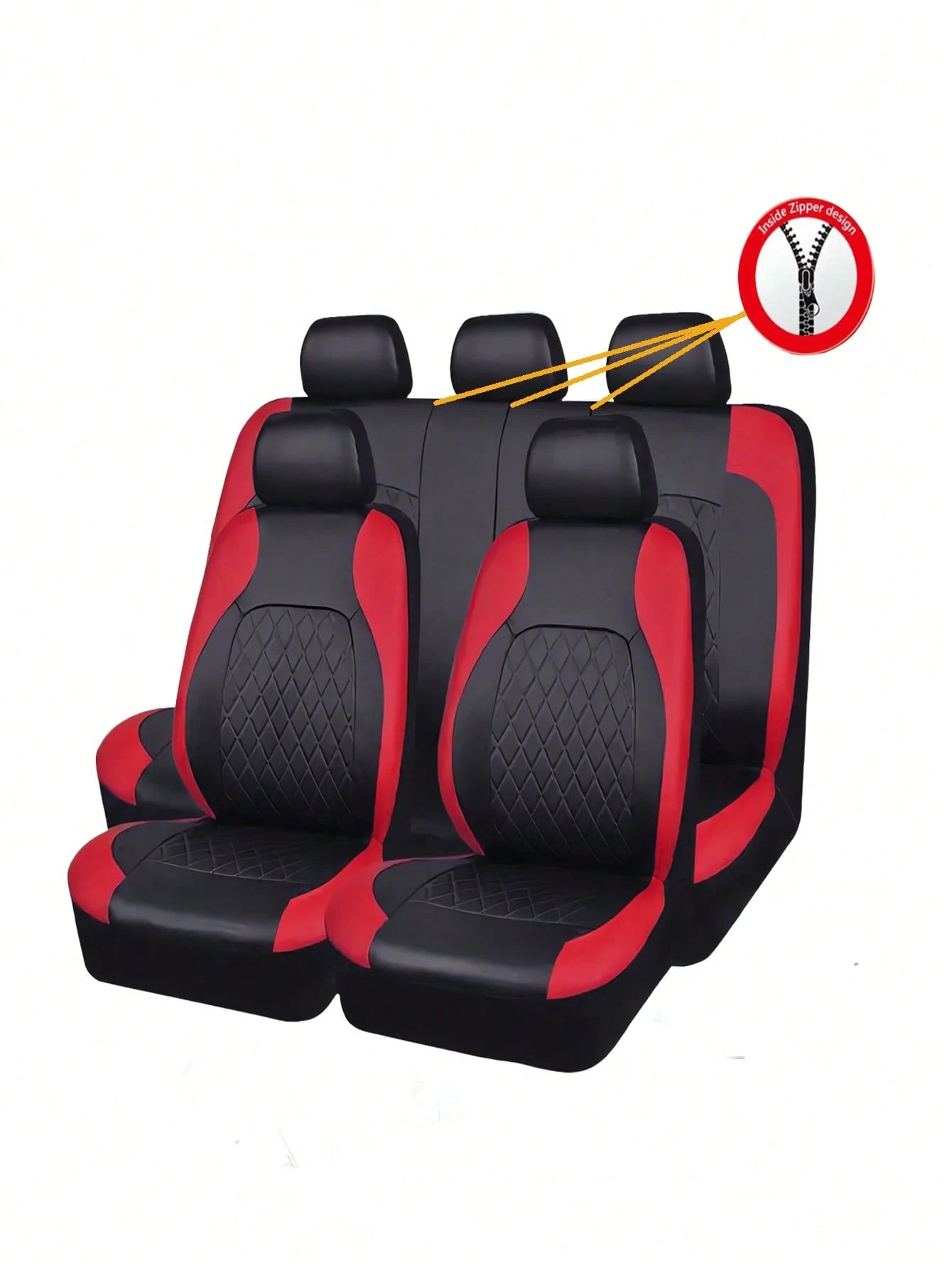 9pcs Car Seat Cover Set 5-Seat Universal PVC Leather 4mm Sponge Four Seasons Universal, Including 2 Front Seat Covers, 1 Backrest Cover, 1 Rear Seat Cover, 5 Headrest Covers,Car Seat Cover Full Set
