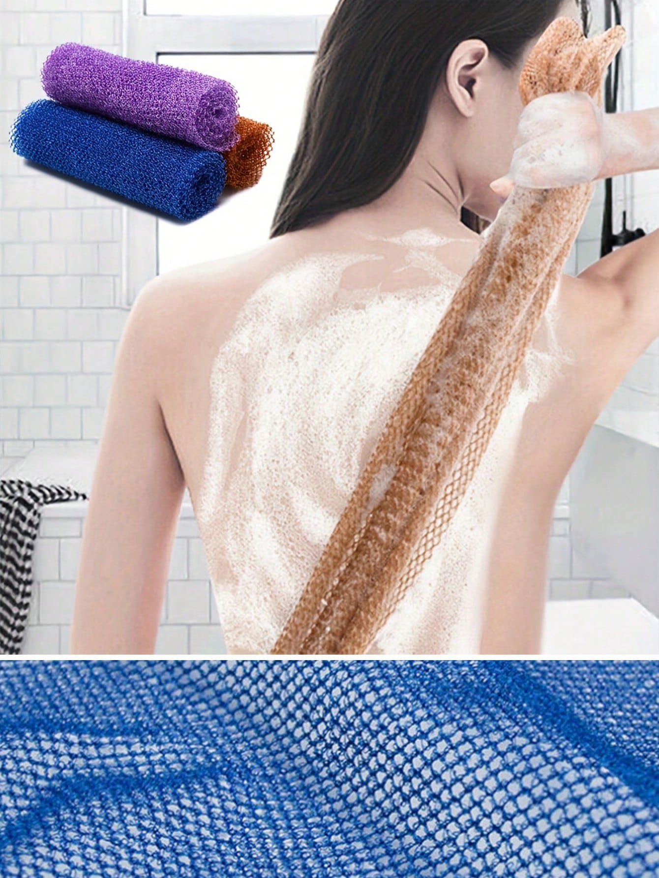 African Mesh Bath Sponge, African Mesh Long Bath Mesh Sponge Exfoliating Shower Body Scrubber Back Scrubber Skin Smooth Towel Nylon Korean Exfoliating Body Wash/Towel Japanese Body Wash/Towel Shower G