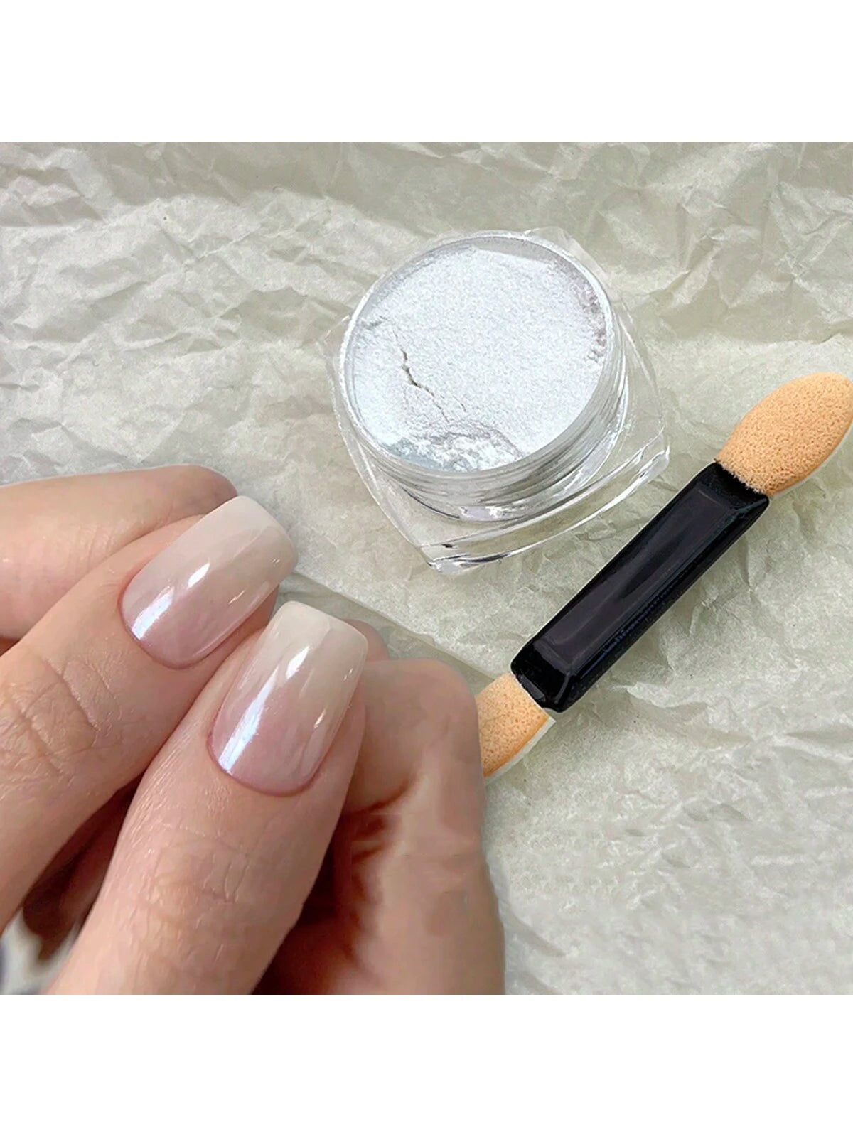 Aurora Pearl White Nails Glitter Dust Y2 1Box Moonlight White Powder Pigment For Glazed Donut Nail Art, Moonlight Powder Mirror Effect Glitter