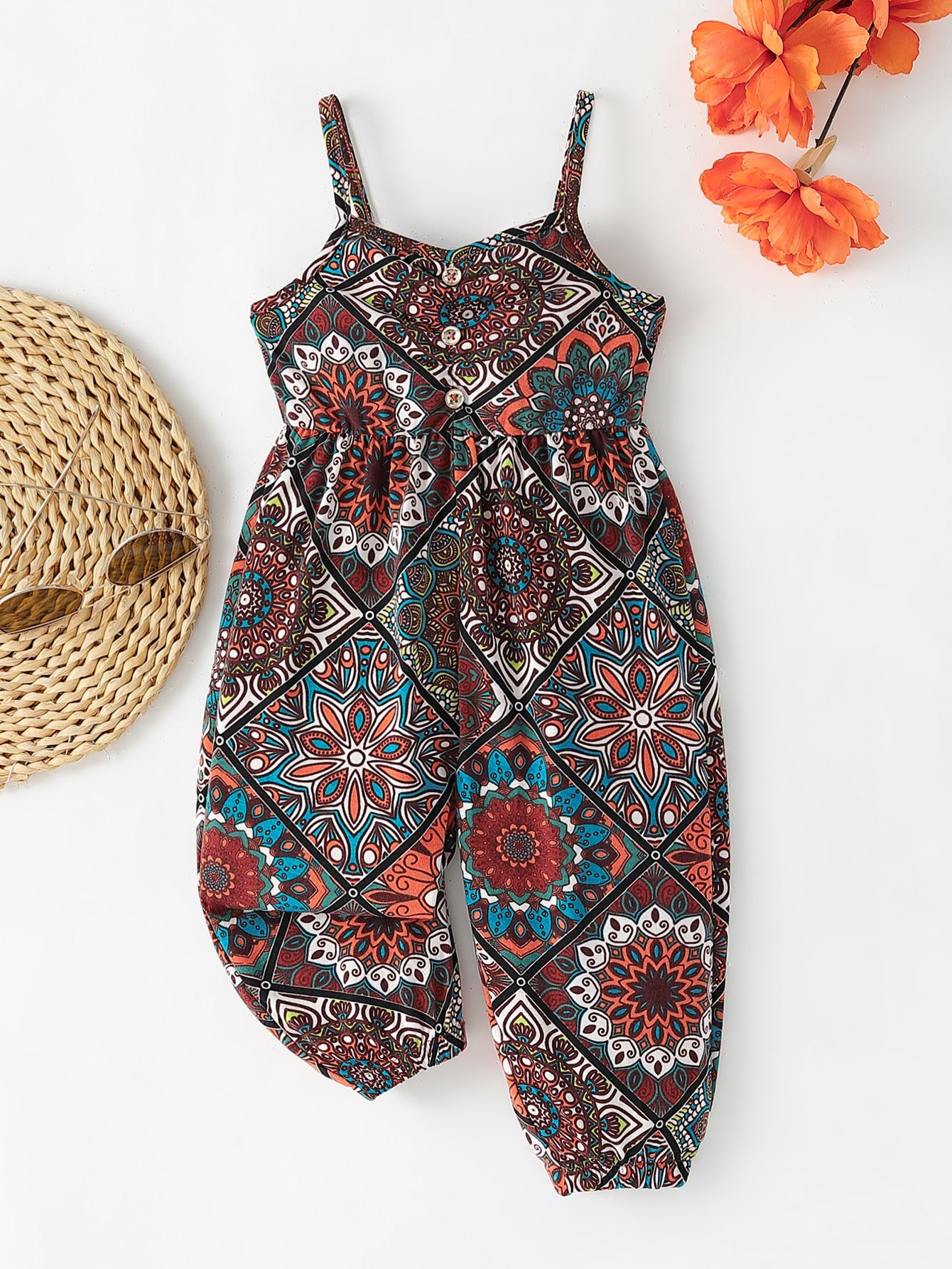 Baby Girl Scarf Print Cami Jumpsuit