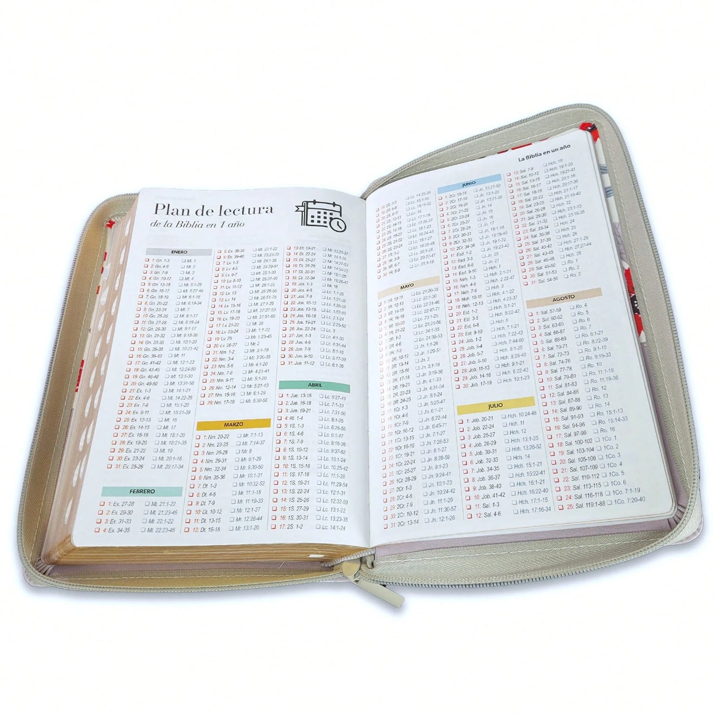 Biblia Con Cierre Letra Grande 12 Puntos RV1960 Imit. Floral Y Gris Con Indice- Mujer Virtuosa
