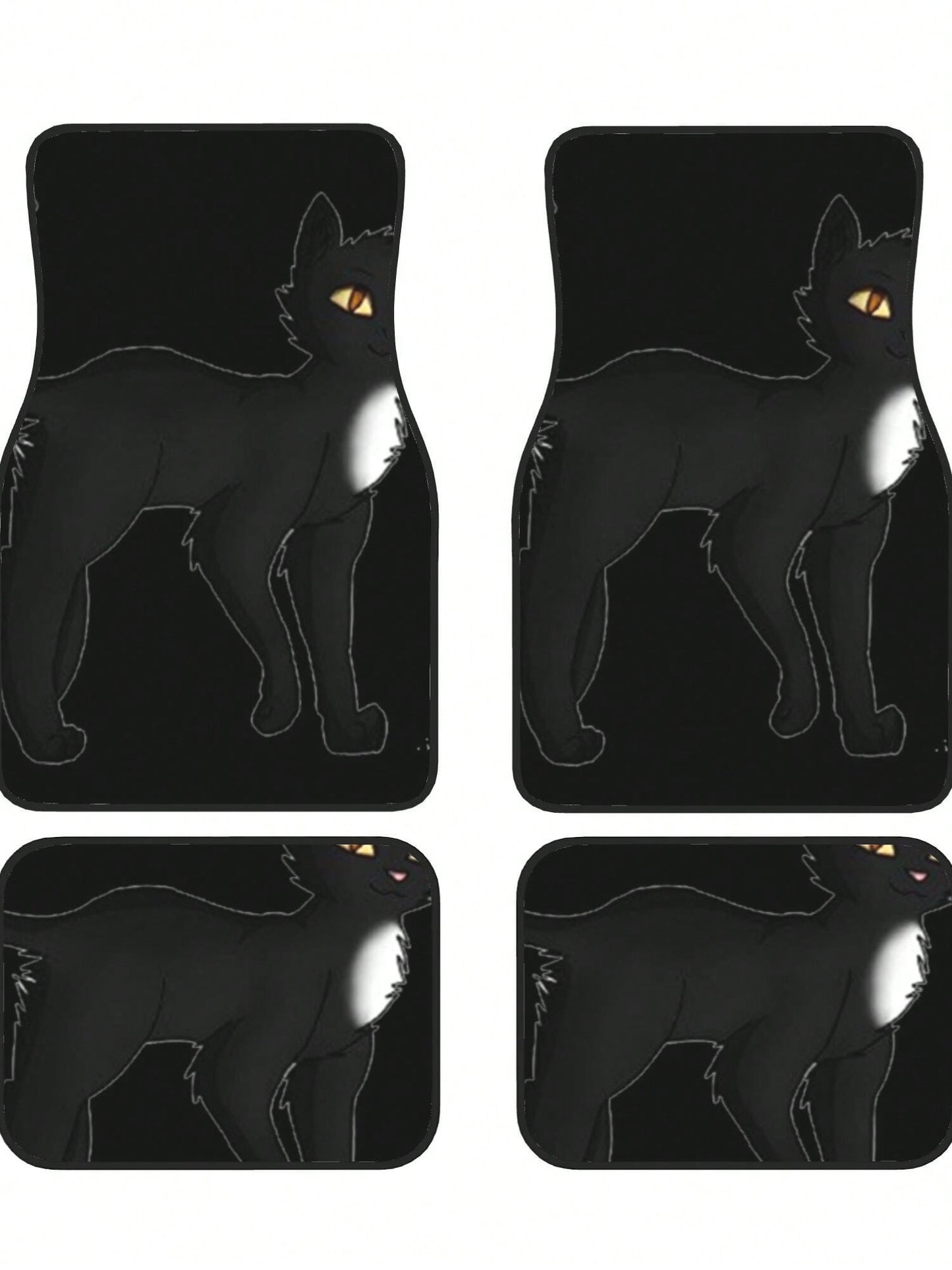 Black Cat 4-Piece Custom Printed All-Weather Floor Mats- Universal Fit For Suv, Truck, Van| Easy Clean