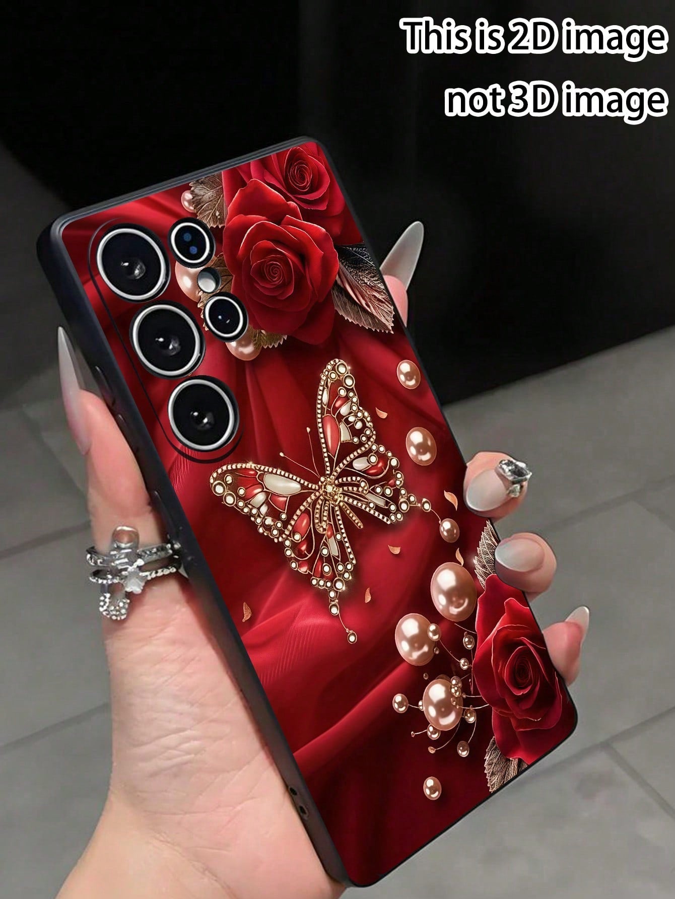 Black Fashion Phone Case Butterfly Element Black Faux Pearl Element Black Butterfly Butterfly Element Shockproof Anti-Slip 1pc Red Rose & Butterfly Faux Pearl Black Phone Case Compatible With Galaxy A