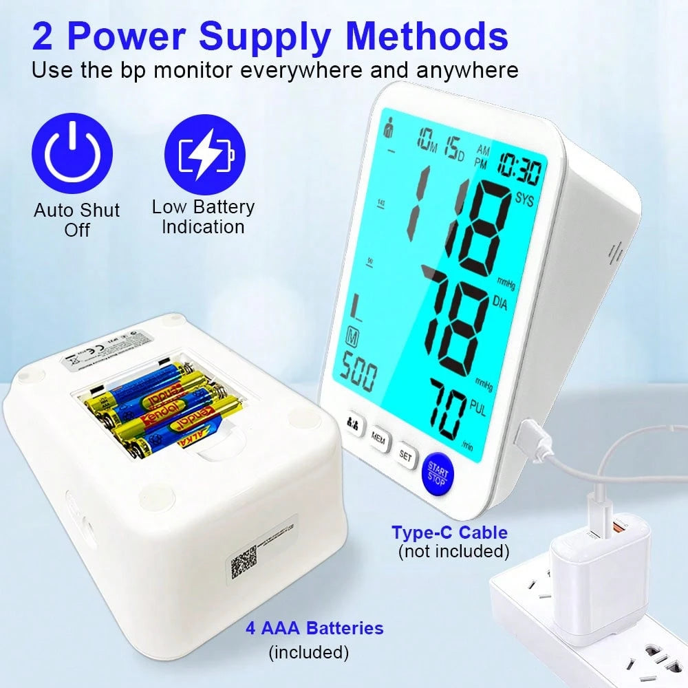 Blood Pressure Monitor For Home Use, Upper Arm Blood Pressure Machine With Large Cuff, Blood Pressure Machine, Adjustable Arm Cuff 8.7"-16.5",Large Display