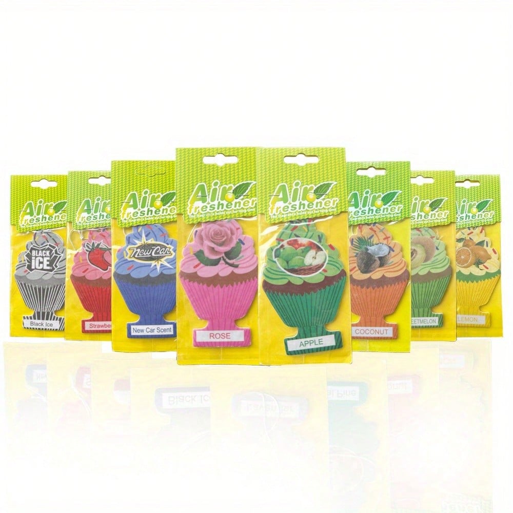 Car Air Fresheners With In 8-16pcs Sets- Designed In A Hanging Ice Cream Shape, Which Can Be Used To Decorate The Rearview Mirror Of The Car.