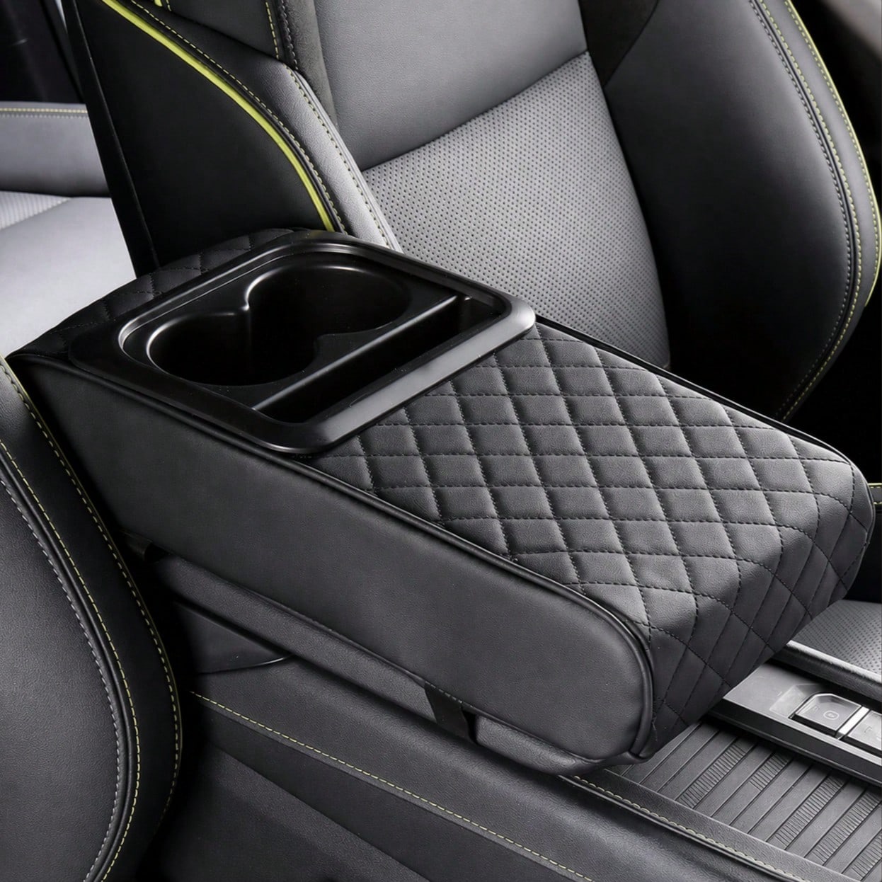 Car Armrest Mat, Car Center Armrest Mat With 2 Cup Holders, PU Leather Armrest Mat, Portable Car Armrest Pillowcase, Booster Seat, Girlfriend Gift, Car Accessories, Women's Car Accessories, Car Decora