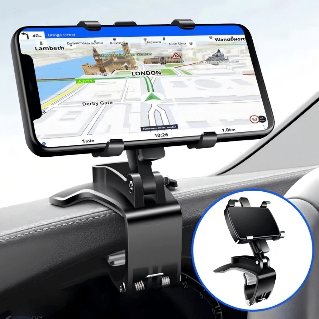 Car Dashboard Phone Holder, HUD Mount Clip-On Universal Navigation Bracket, Air Vent Clip Holder
