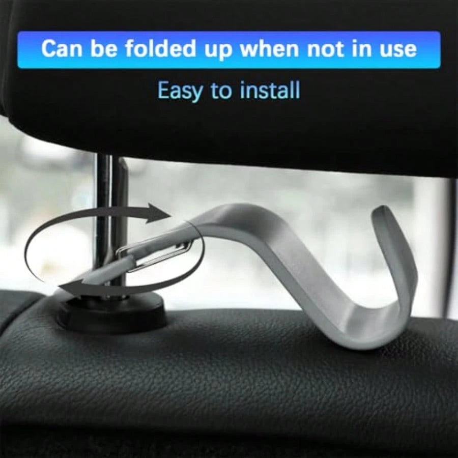 Car Seat Headrest Hook, 4PCS Vehicle Seat Back Hanger Hook With Metal Lock, Multifunctional Auto Interior Purse Handbag Storage Organizer Accessories, Universal For SUV RV Truck Beige