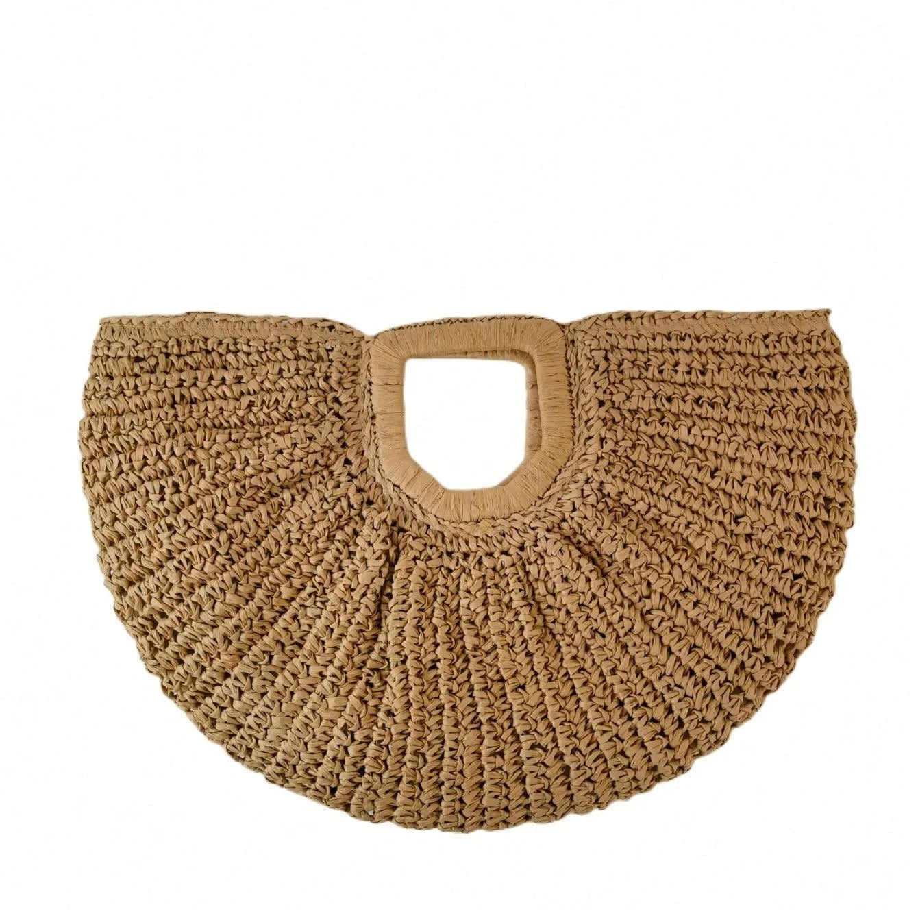 Casual Rattan Wicker Tote Bag Large Capacity Woven Designer Beach Bag Women's Straw Summer Half-Moon Beach Handbag Shopper Tote