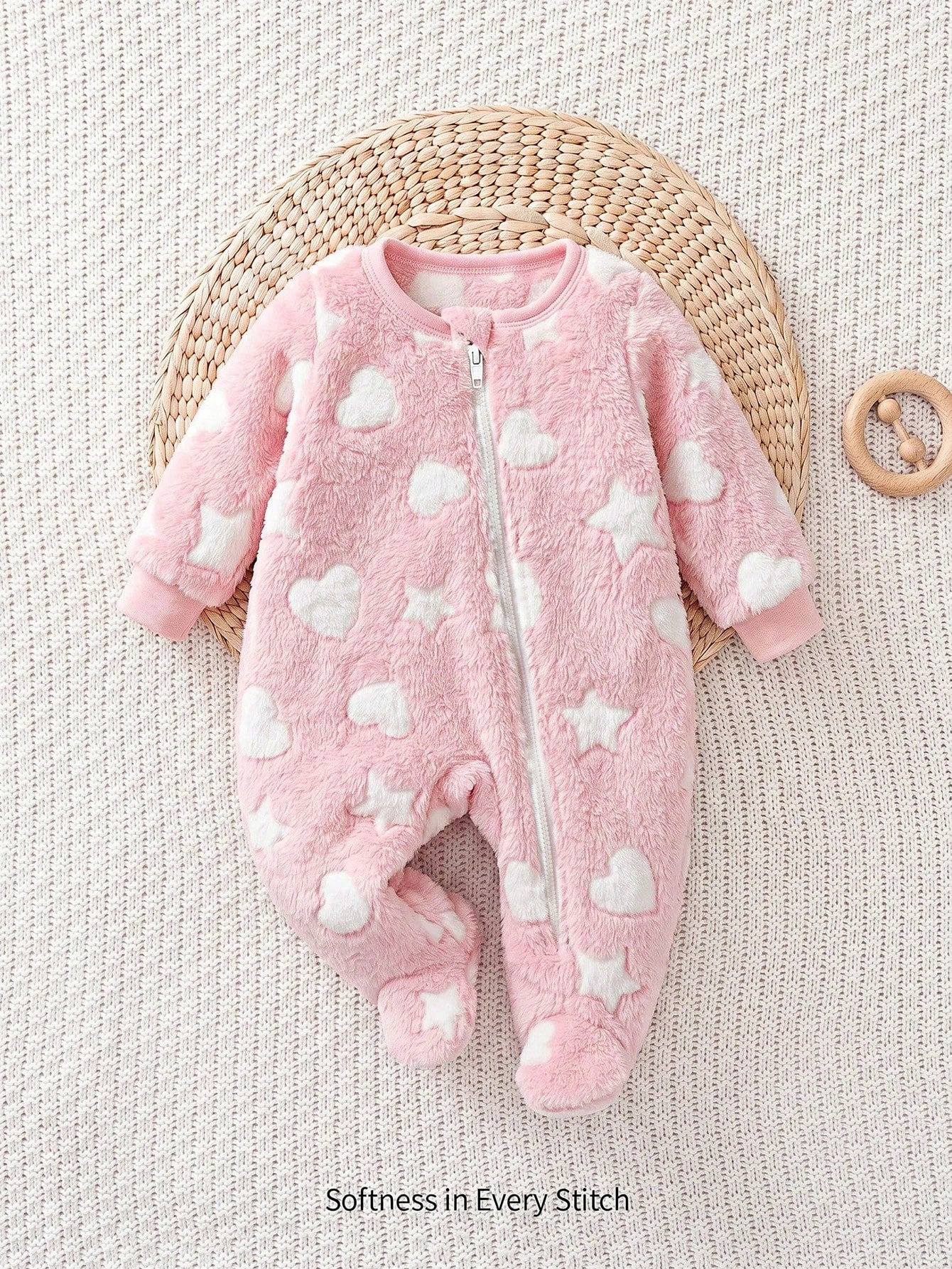 Cozy Pixies Newborn Baby Girl Colorful Floral Pattern Round Neck Long Sleeve Thermal Lined Thick Autumn Winter Romper