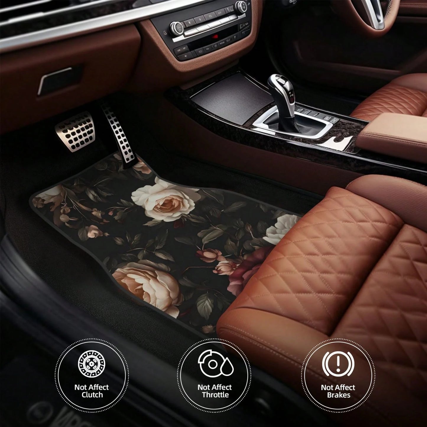 Dark Vintage Black White Red 4-Piece Set Of Car Floor Mats,Suitable For Carpets Of Various Vehicle Models,Auto Accessories For Truck Sedan