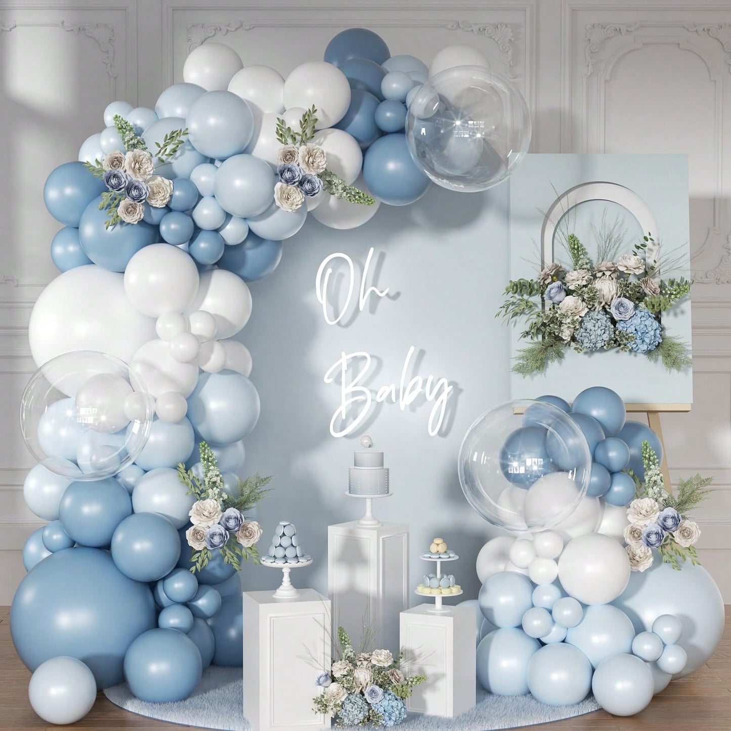 Dusty Blue Balloon Arch Kit 126 Pcs Light Blue And White Balloon Arch Garland Kit Include Macaron Balloons For Wedding Birthday Baby Shower Gender Reveal Bridal Decorations