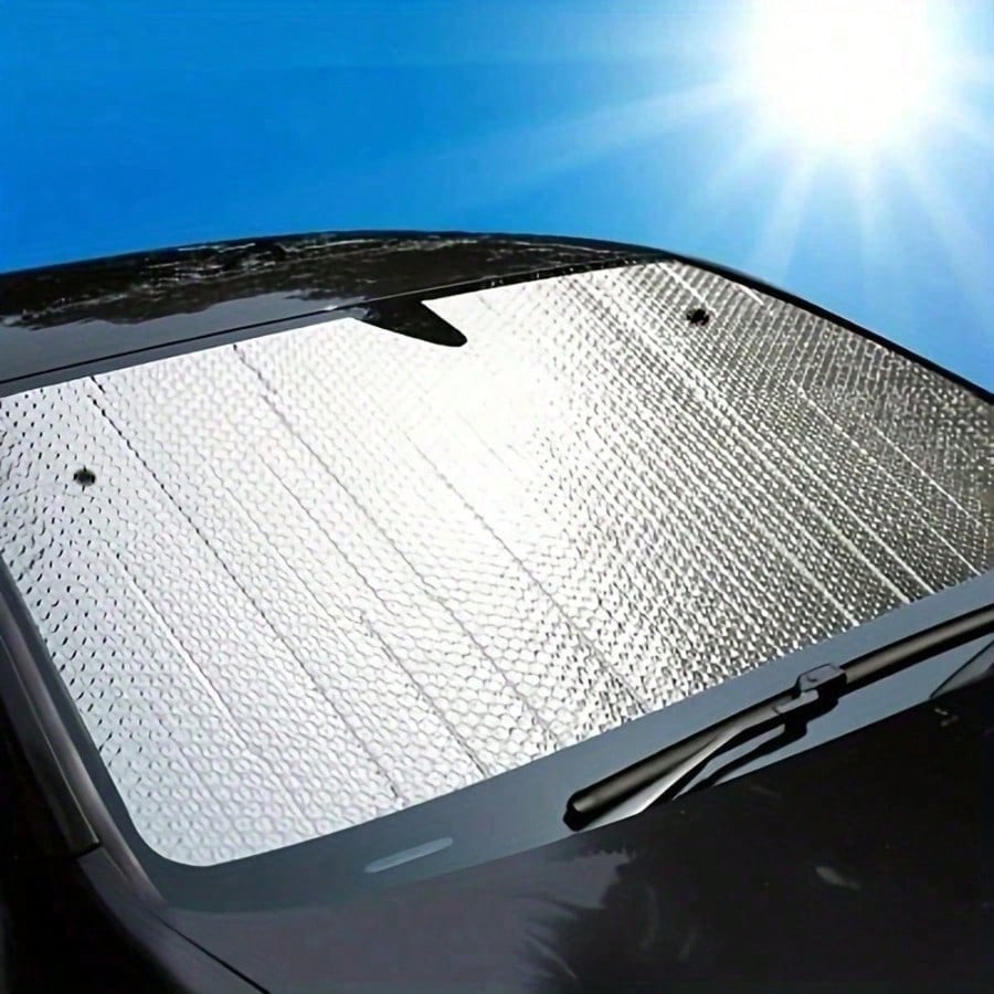 Easypie Selection 130 X 60 Cm Car Sun Shade, Anti-UV Heat Insulation Sunshade, Front Windshield Sunshade, Automatic Retractable Windshield Shade, Light-Blocking Reflective Sunshade