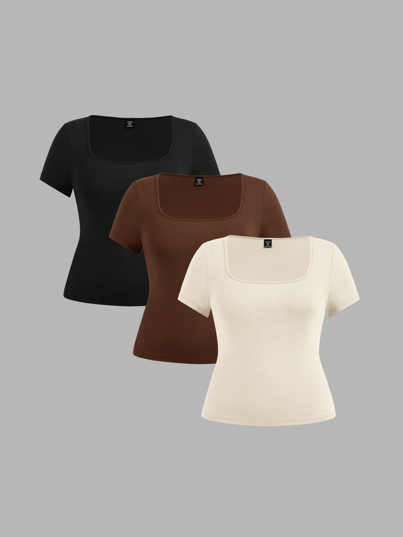 EZwear 3pcs/Set Crew Neck Short Sleeve Cropped Casual T-Shirt Pullover, Suitable For Summer, Plus Size Suitable For Going Out