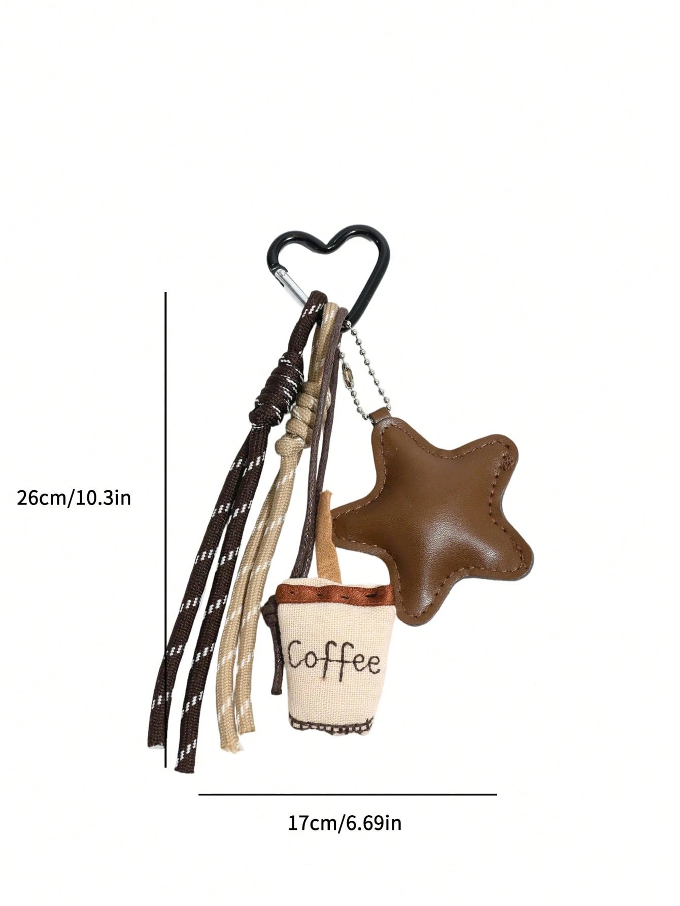 Fashionable & Unique Coffee Star Knot Bag Charm/Pendant Keychain Travel Portable Lightweight Durable Stylish For Home For Outdoor Daily Use Summer