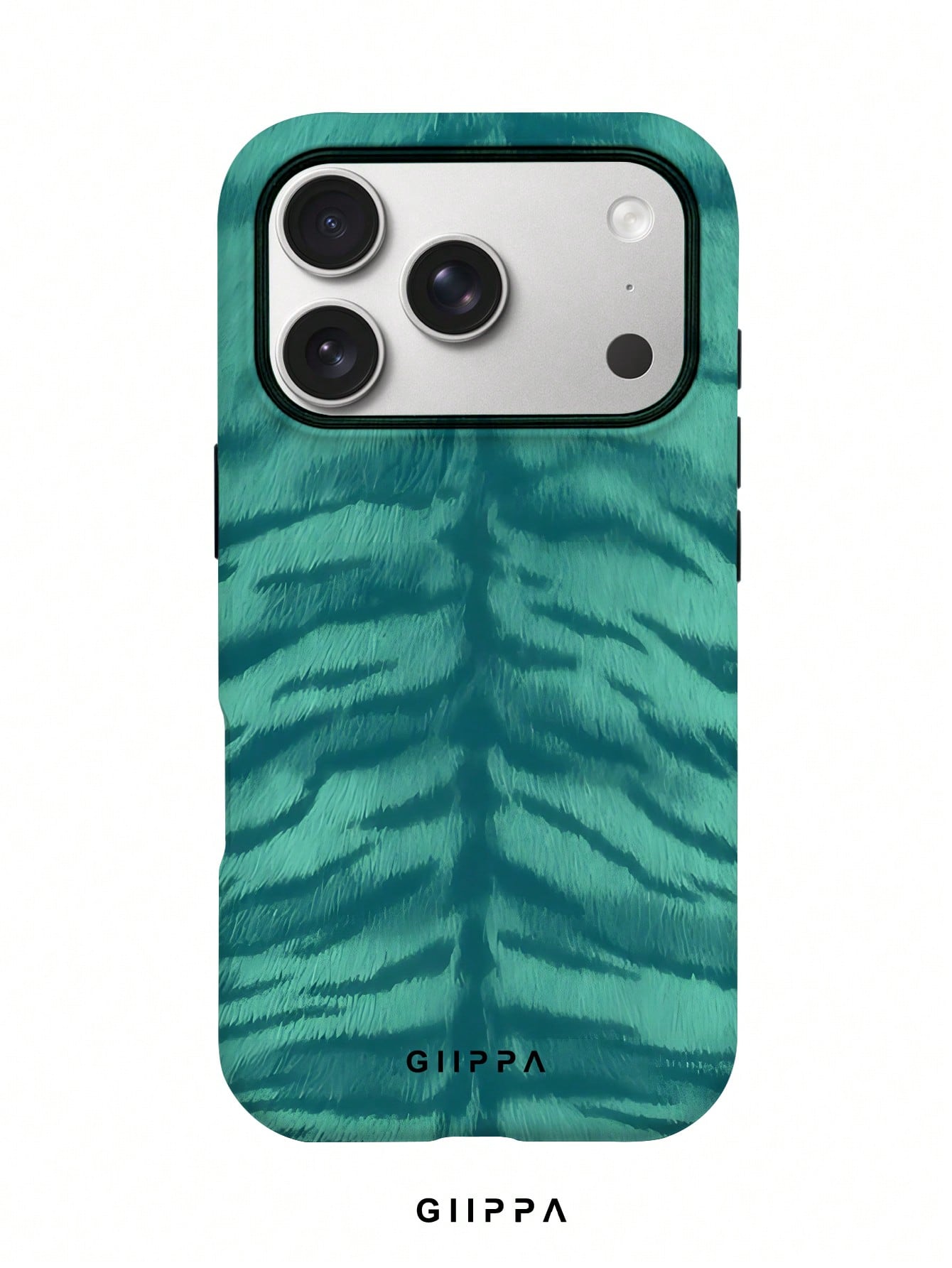 GIIPPA 1pc Mint Blue Tiger Stripe Pattern Design, Phone 17 Pro Max Phone Case, Compatible With Phone 16 Pro Max, 15 Pro Max, 14 Pro Max, Korean-Style High-End Fashionable And Fun Phone Case, Compatibl