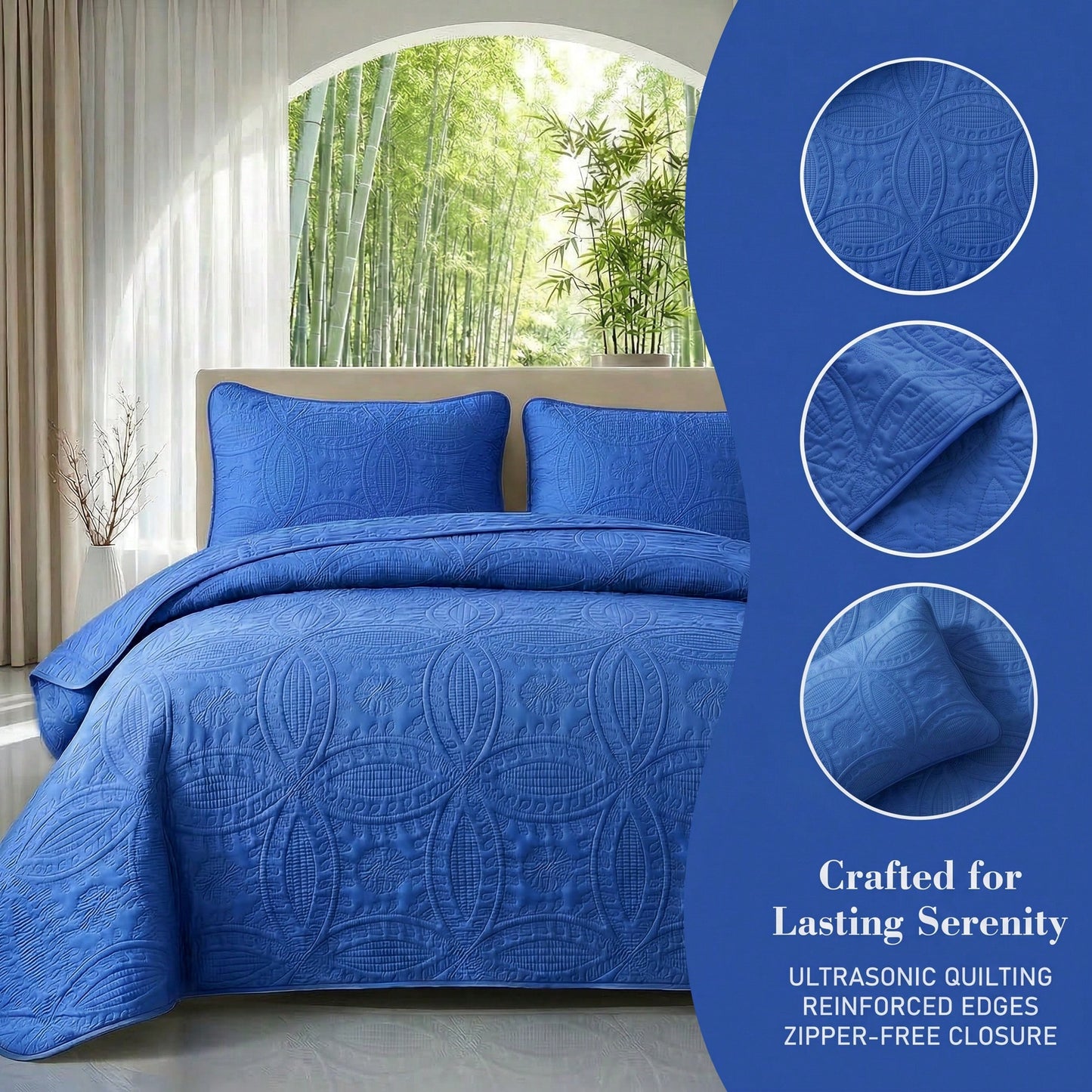 Haidren 2/3PCS All Season Lightweight Bedspread- Ultrasonic Embossed Coin Pattern(1 Quilt, 1 Or 2 Pillowcases), Soft Breathable Bedding, Machine Washable Retro Home Decor, Multiple Colors For Bedroom