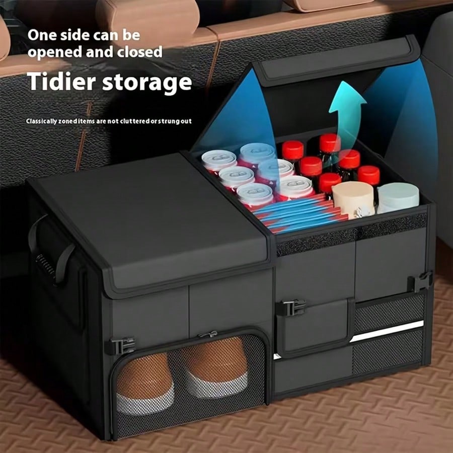 Heavy-Duty Car Trunk Organizer With A Foldable Design – Suitable For SUVs And Sedans; A Large-Capacity, Portable, And Foldable Car Trunk Organizer