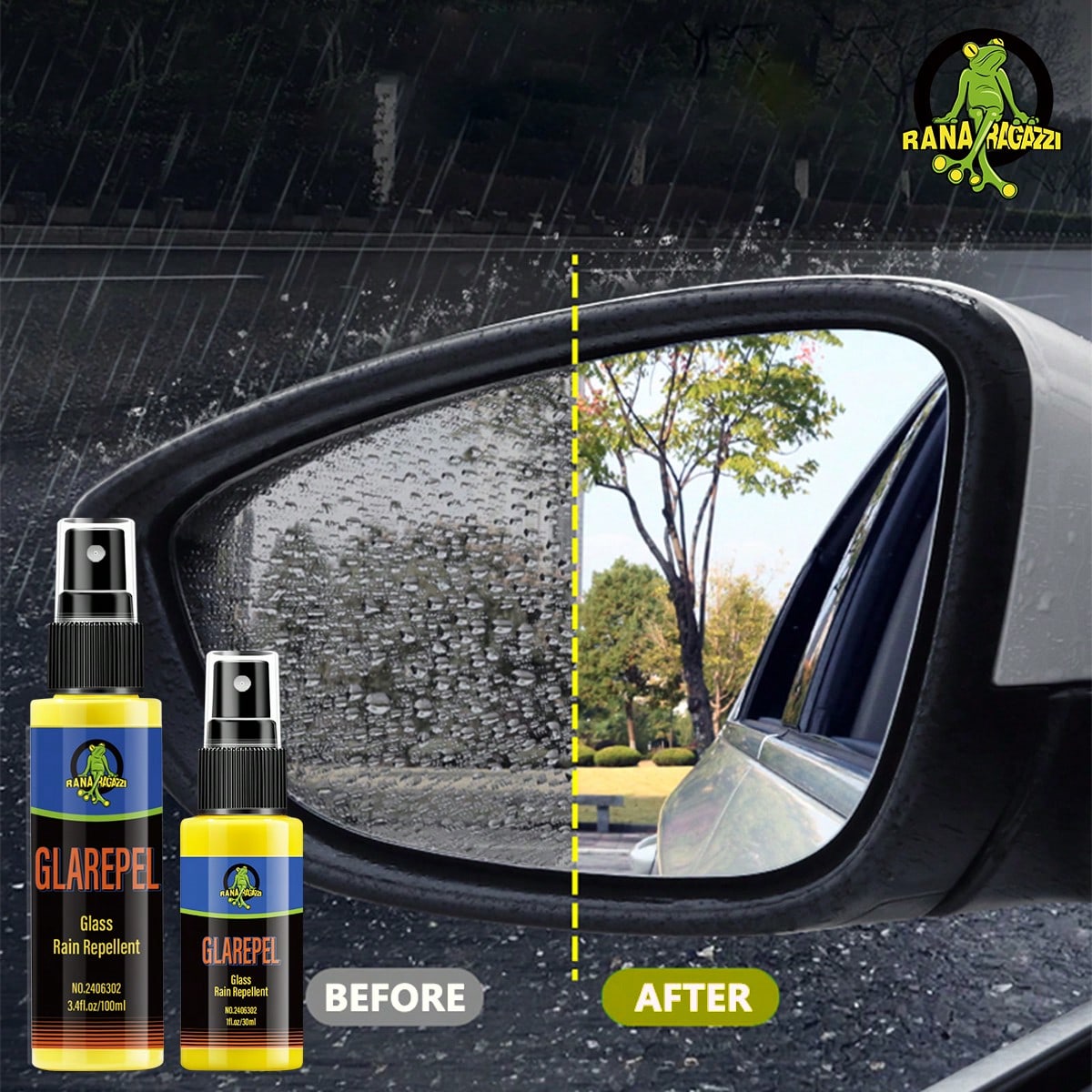 JB-XPCS GLAREPEL Nano Hydrophobic Glass Coating, Long-Lasting Windshield Water Repellent, Auto Accessories