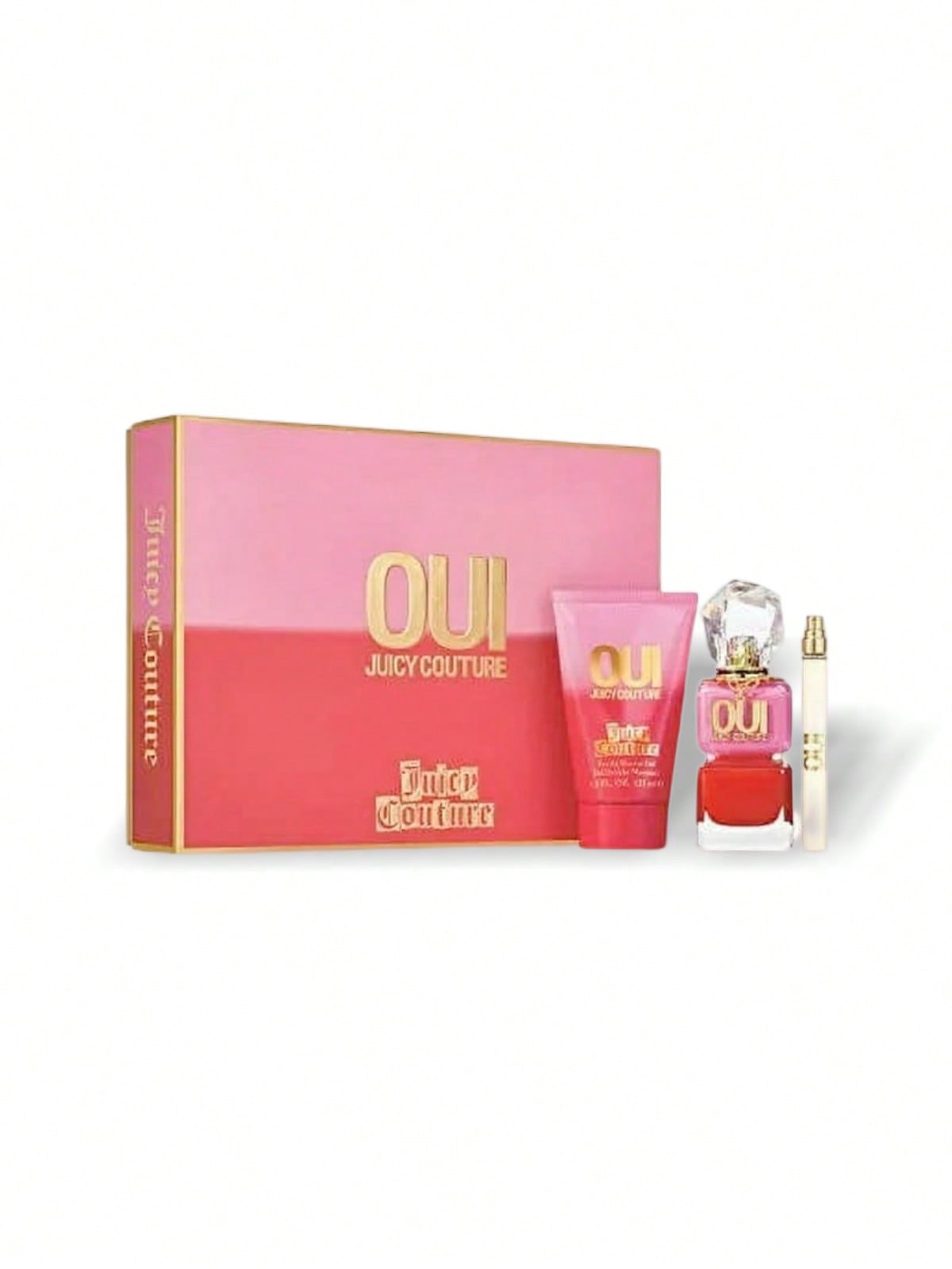 Juicy Couture Oui Lotion 3 Pcs Set For Women (EDP 1oz+EDP 0.33oz+Body Lotion 4.2oz) 1oz/30ml+0.33oz/10ml+4.2oz/125ml Perfume Long Lasting Suitable For Birthday,Party,Office,Gift Travel Use