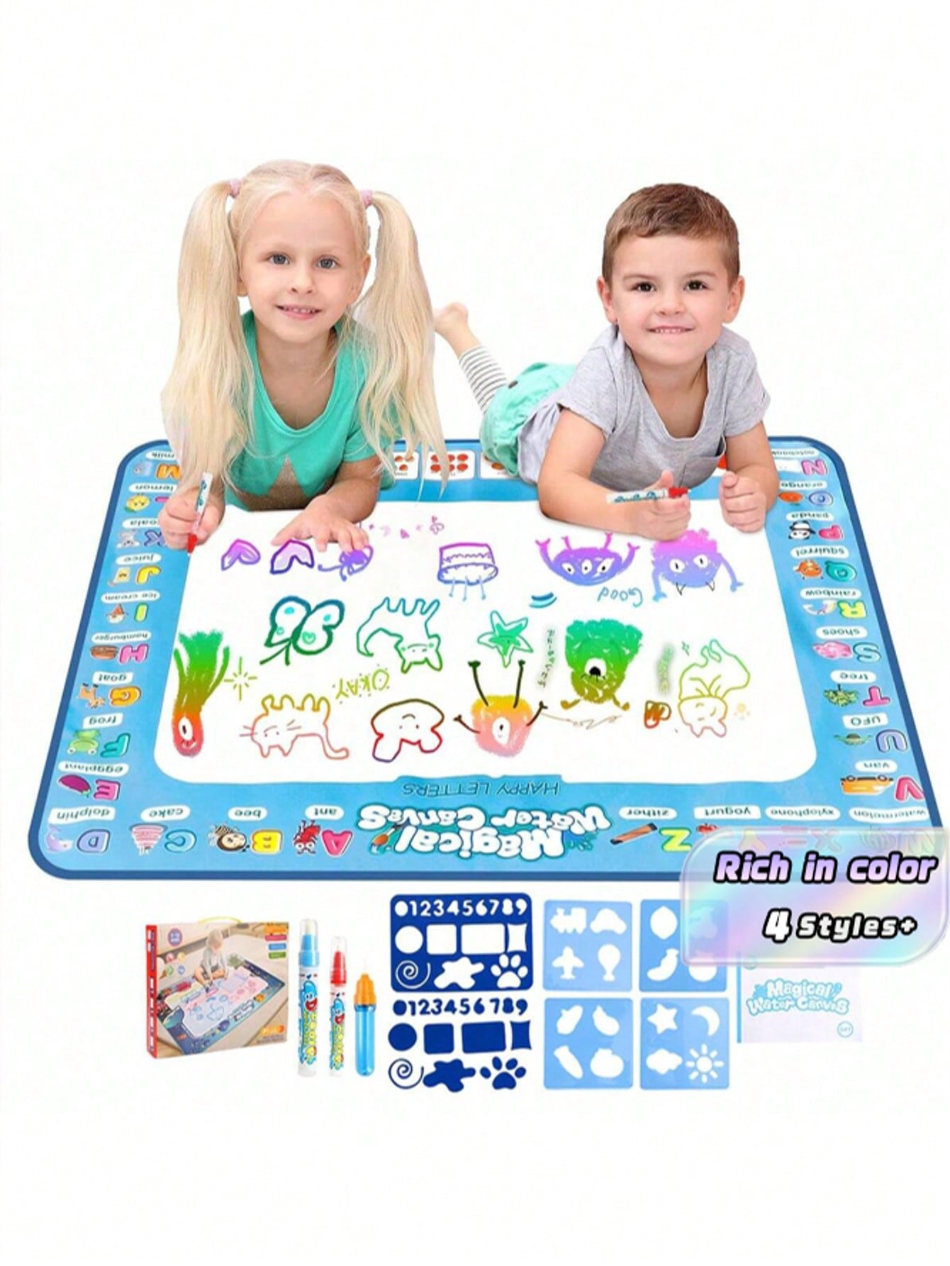 Kids Toys Water Doodle Mat: Dinosaur Painting Coloring Pad For Toddlers Aqua Magic Drawing Board Toddler Arts And Crafts Christmas Birthday Gifts(Colors And Some Accessories Are Sent Randomly)