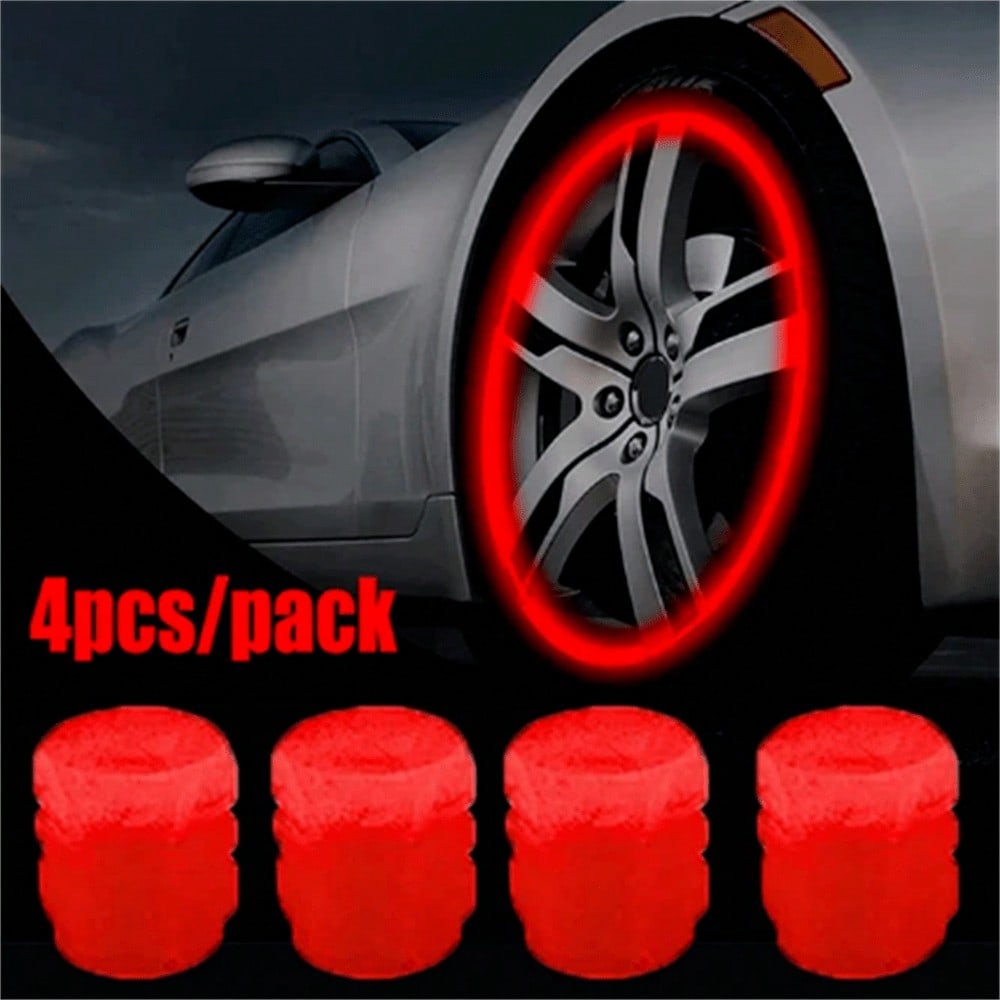 Luminous Valve Caps Fluorescent Night Car Tire Valve Caps Motorcycle Bike Glowing Decor Wheel Nozzles Tyre Cap Car Accessories