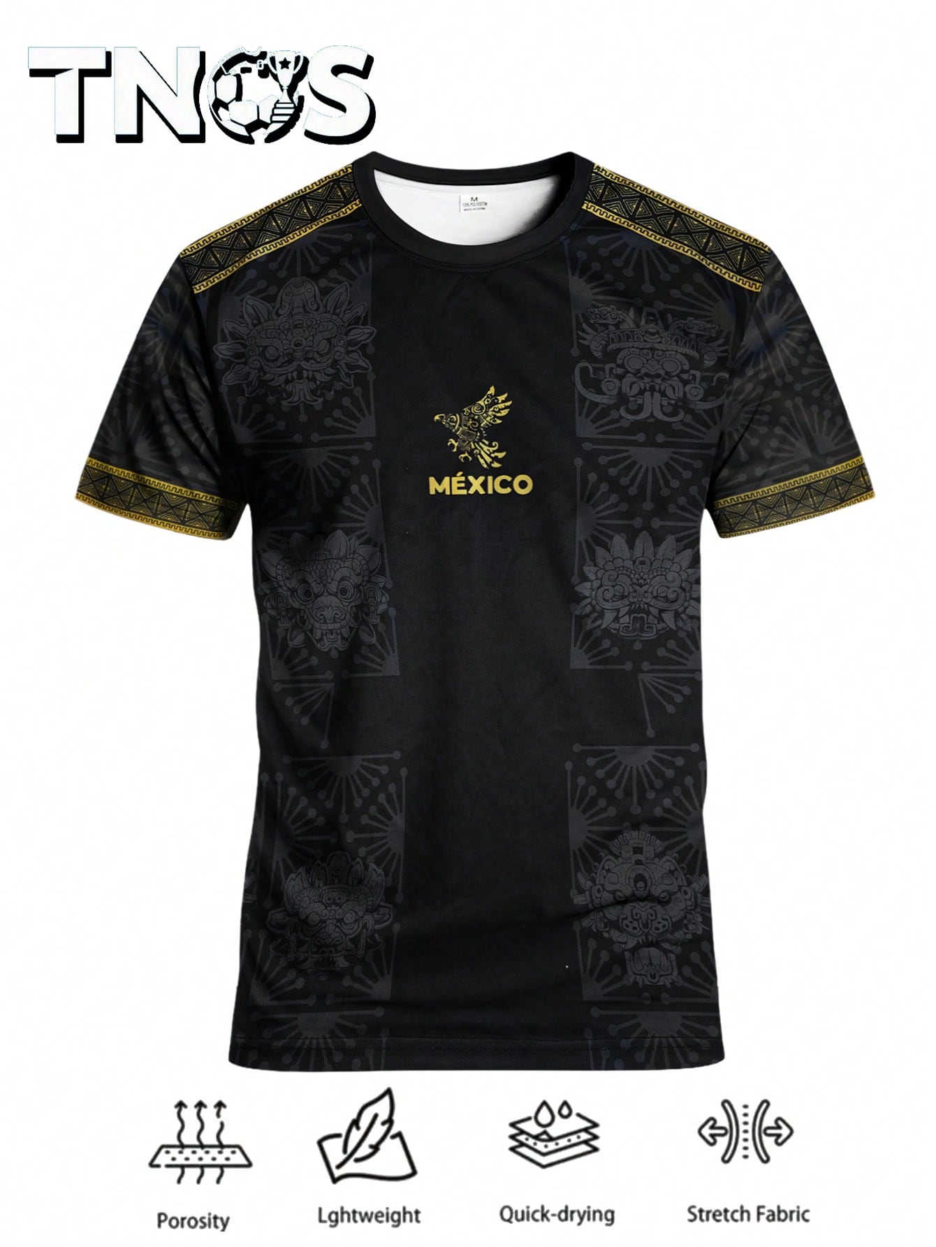 Men's Football Jersey & Youth Crew Neck Comfortable Sports Top & With New Print & Black