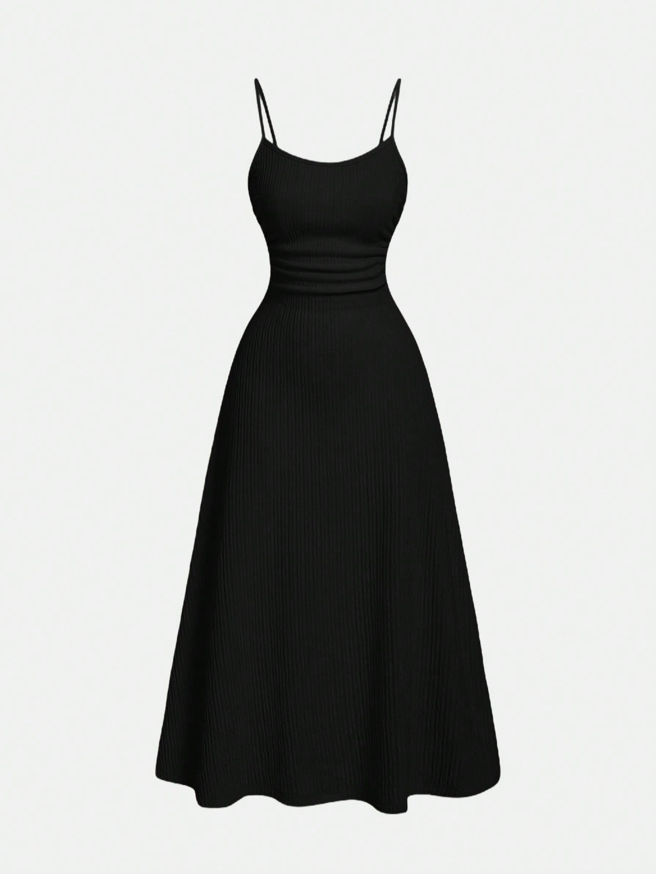 MOD Black Minimalist Versatile Spaghetti Strap Dress For Women