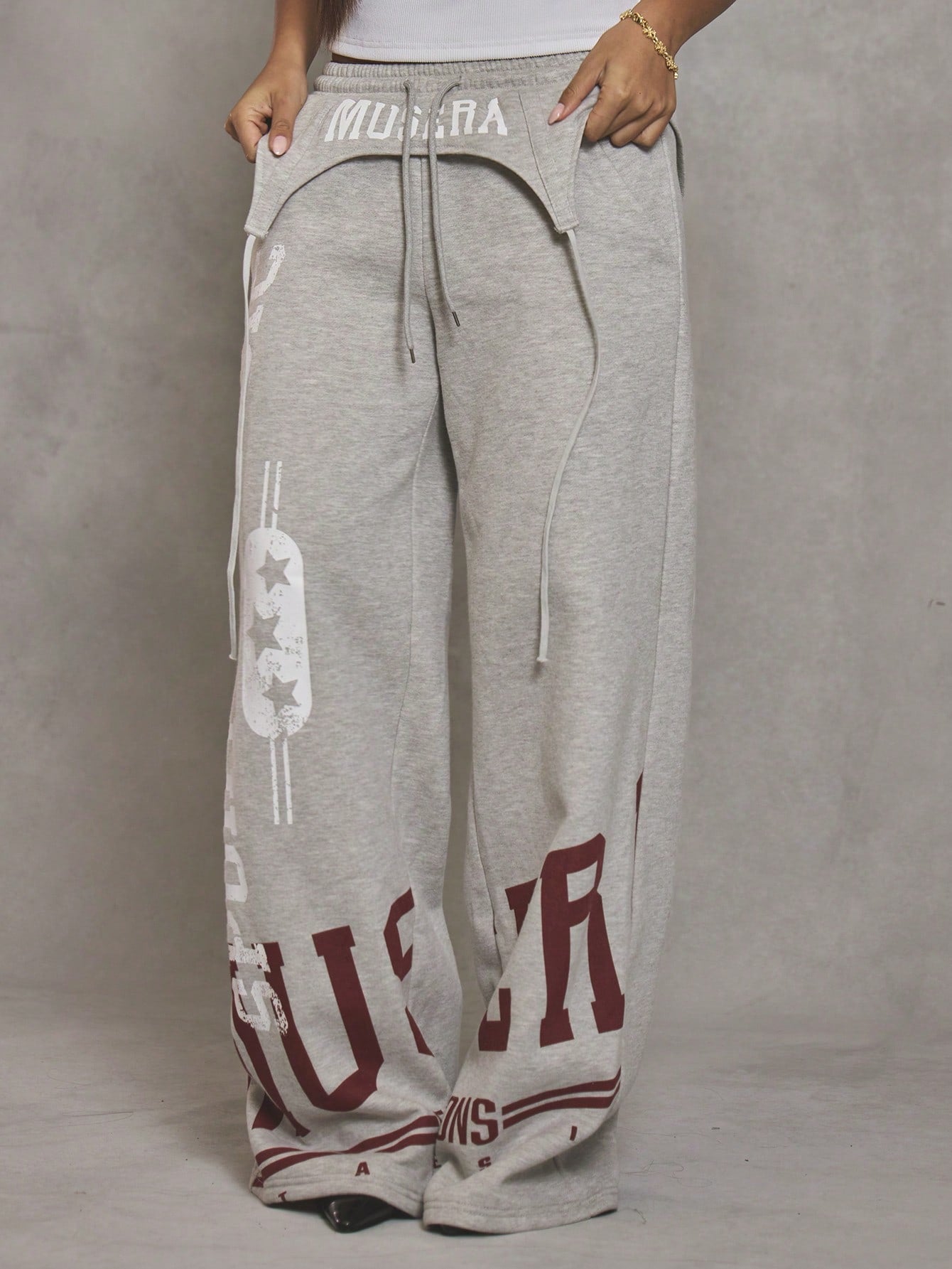 MUSERA Graphic Suspender Overlay Wide Leg Joggers Cool Girl Streetstyle Everyday Autumn Varsity 1997 Fall Casual Summer Holiday