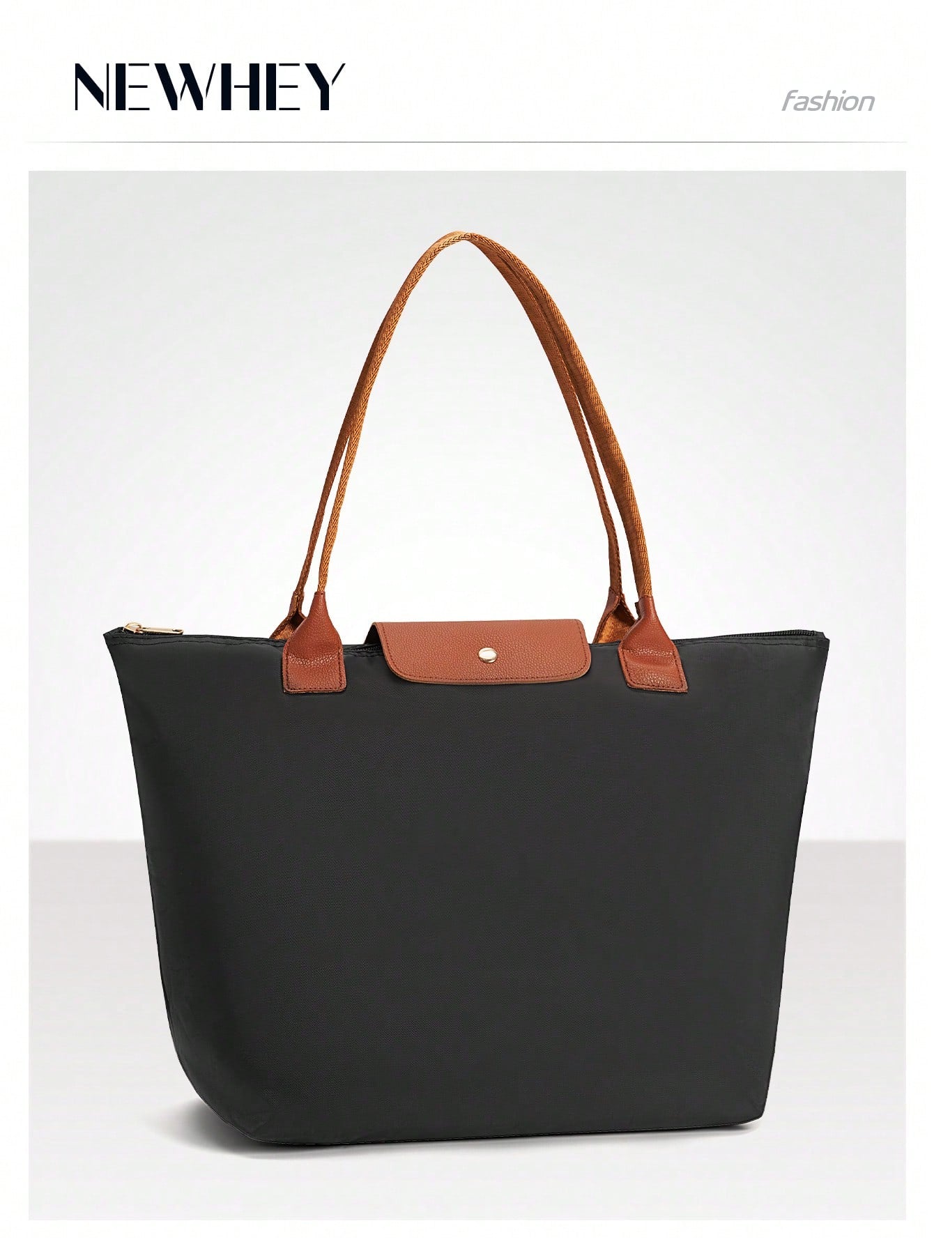 NEWHEY Women's Nylon Foldable Shoulder Tote Bag, Top Handle, Weekend Travel Handbag