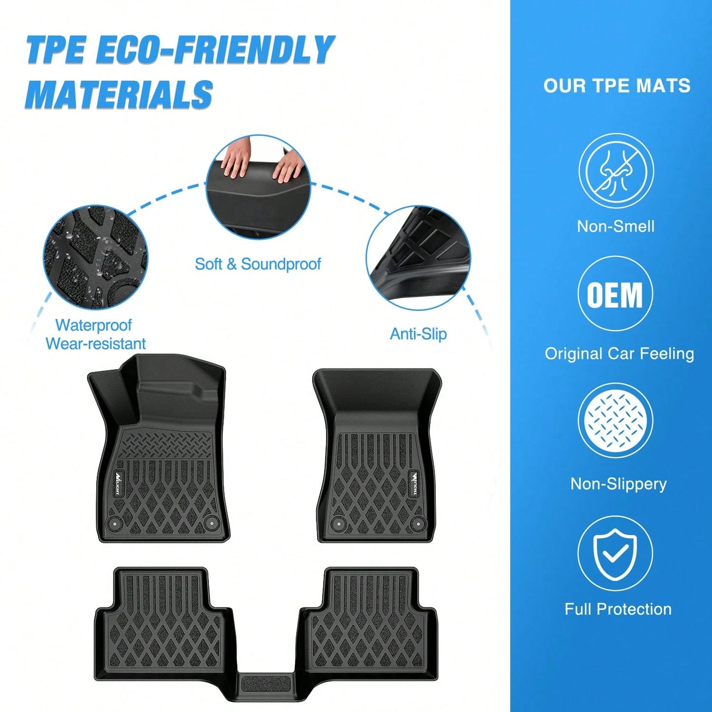 Nilight Luxury TPE Floor Mats Compatible With Audi A5 2025, Waterproof Anti-Slip Car Interior Decor, All Season Floor Liners