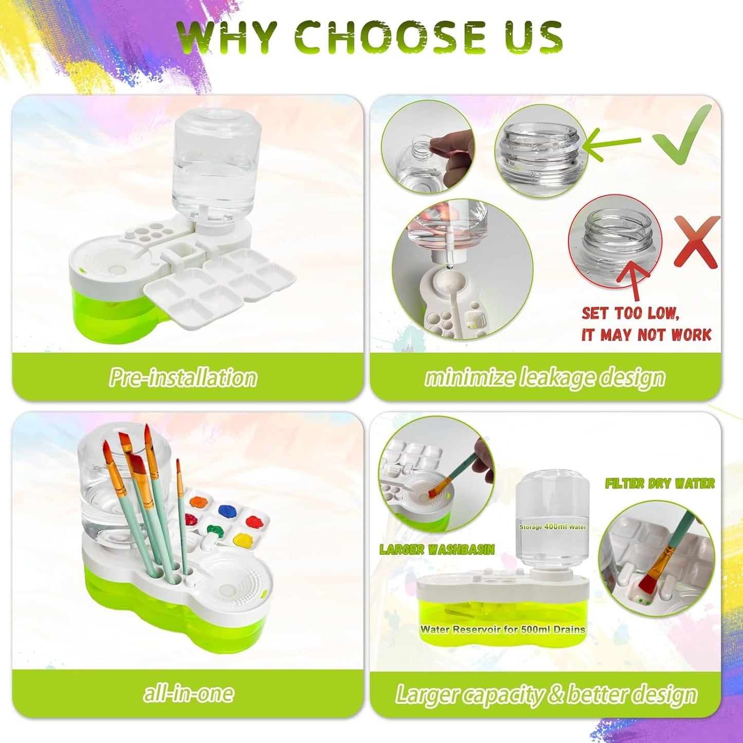 Paint Brush Cleaner Tool, Washing My Brush, Water Cycle Watercolor Brushes Rinser With Holder And Palette, Brushes Rinser Dispenser, Painting Art Supplies Stuff For Artist Beginner